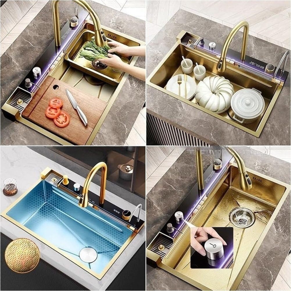 Faizee Home Edelstahlspüle Neom Edelstahlspüle & Nano in Silber, Gold, Schwarz – 4 Modelle, 75/20.5 cm – Bild 2 von 5