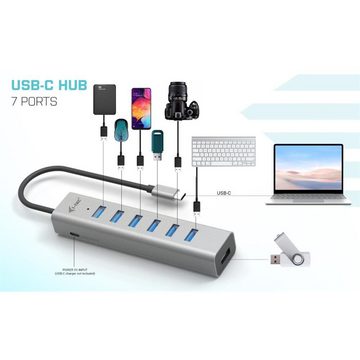 I-TEC USB-C Ladegerät Metall HUB 7 Por USB-Ladegerät (für bis zu 7 Geräte)