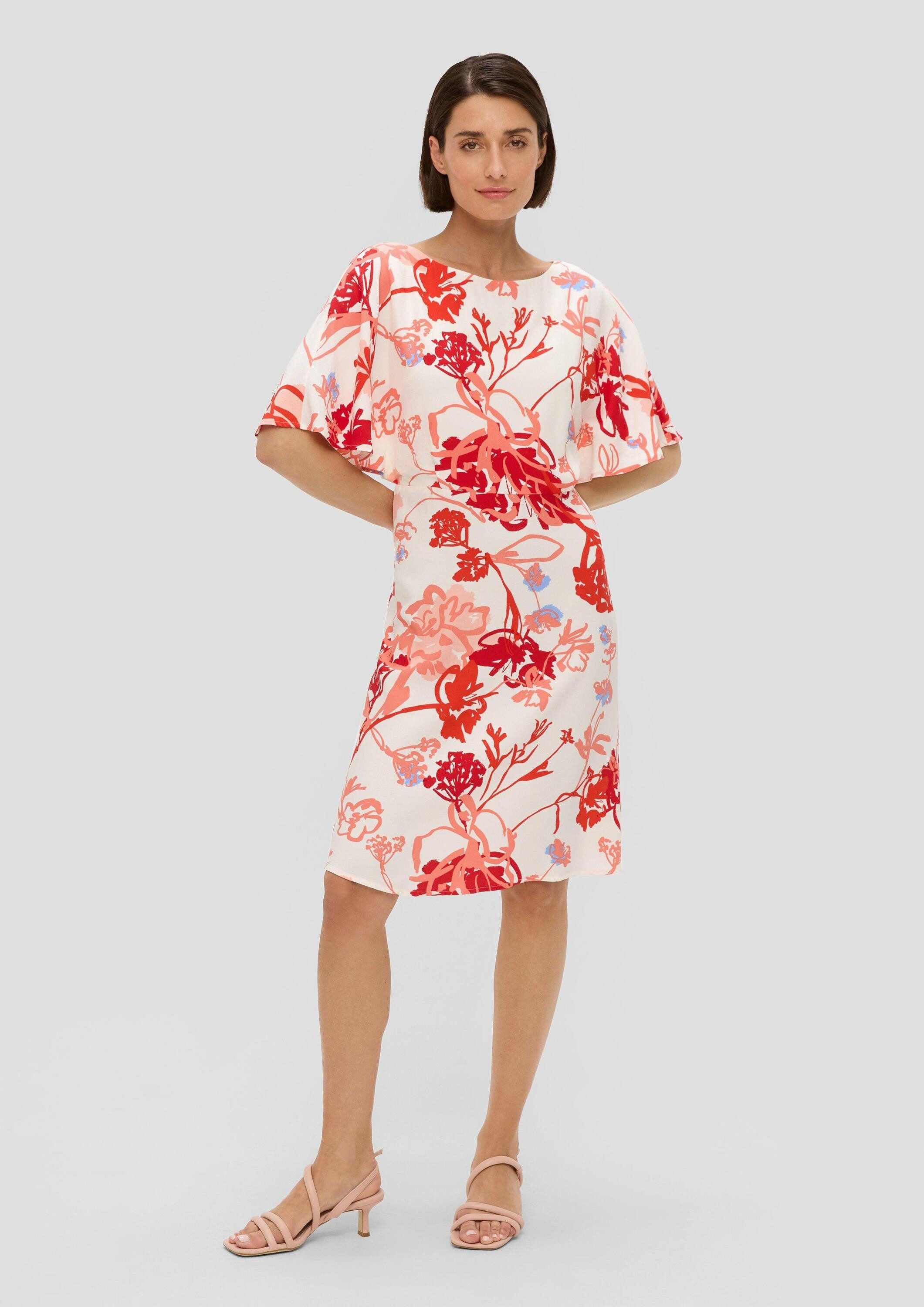 s.Oliver Minikleid Kleid Midkleid mit All-over-Print und Flügelärmel günstig online kaufen