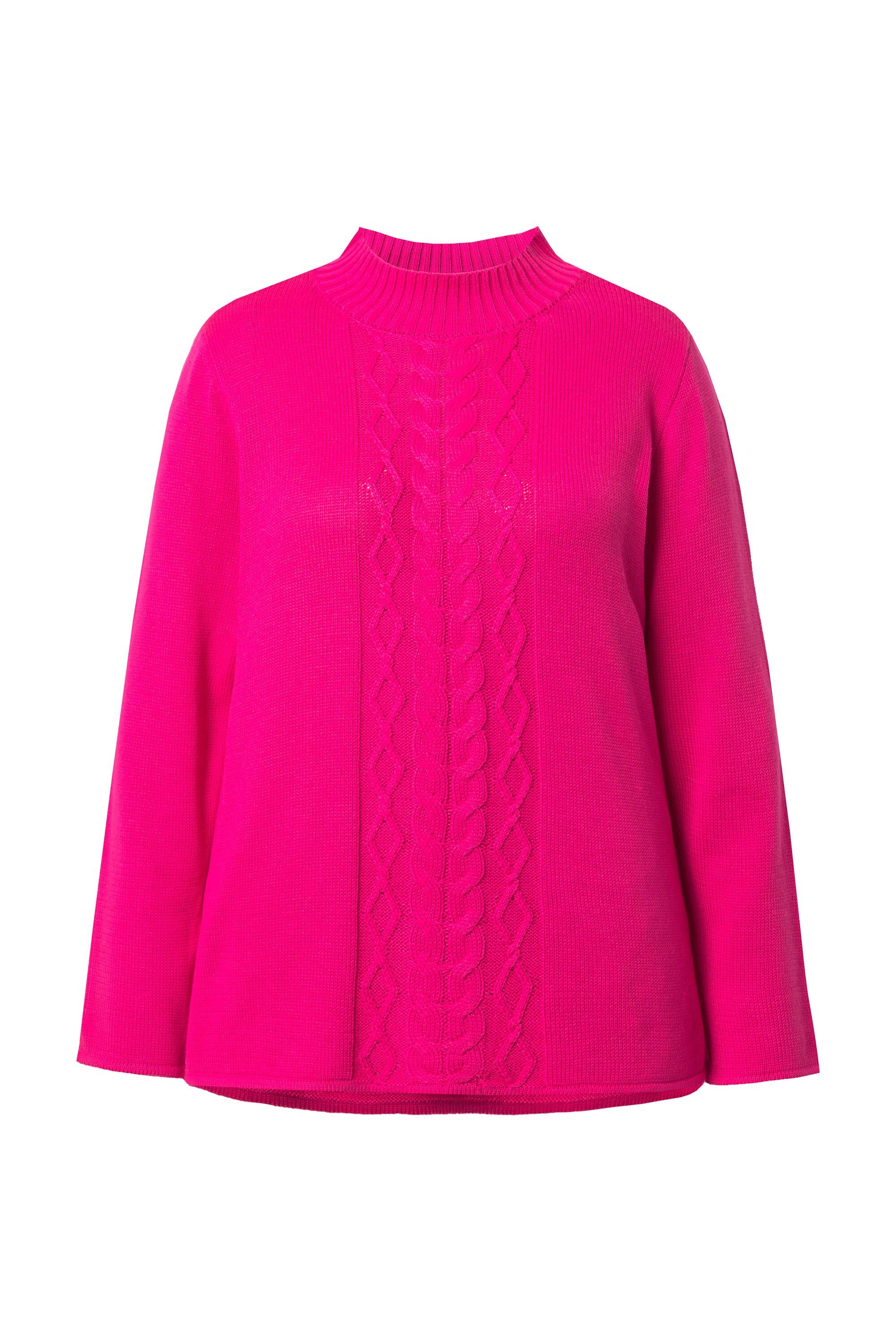 Ulla Popken Strickpullover Pullover Zopfmuster Stehkragen Langarm günstig online kaufen