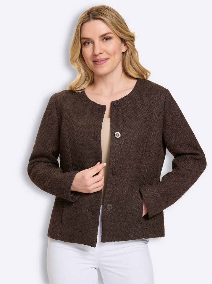 Sieh an! Blusenblazer Bouclé-Blazer Langarm