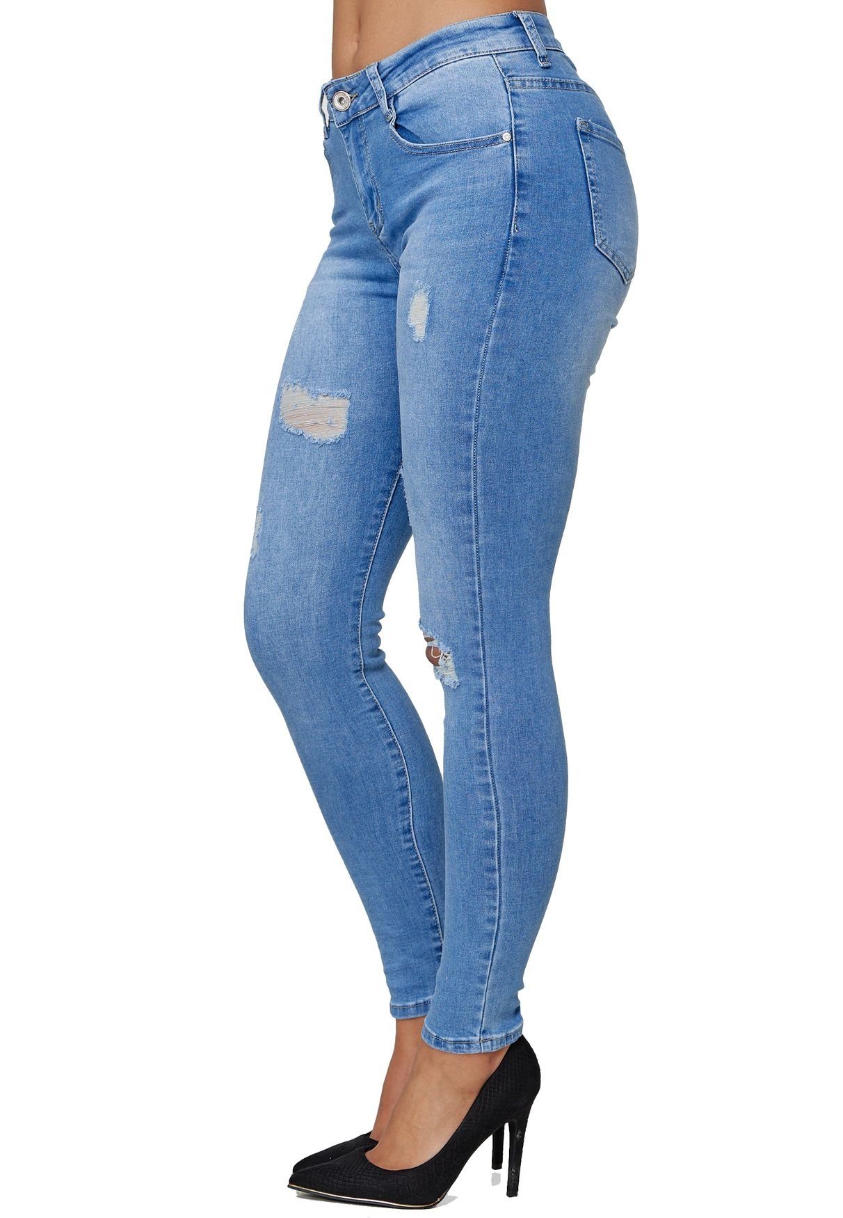 i dodo Skinny-fit-Jeans »3549« Damen Denim Stretch Jeans Destroyed ...