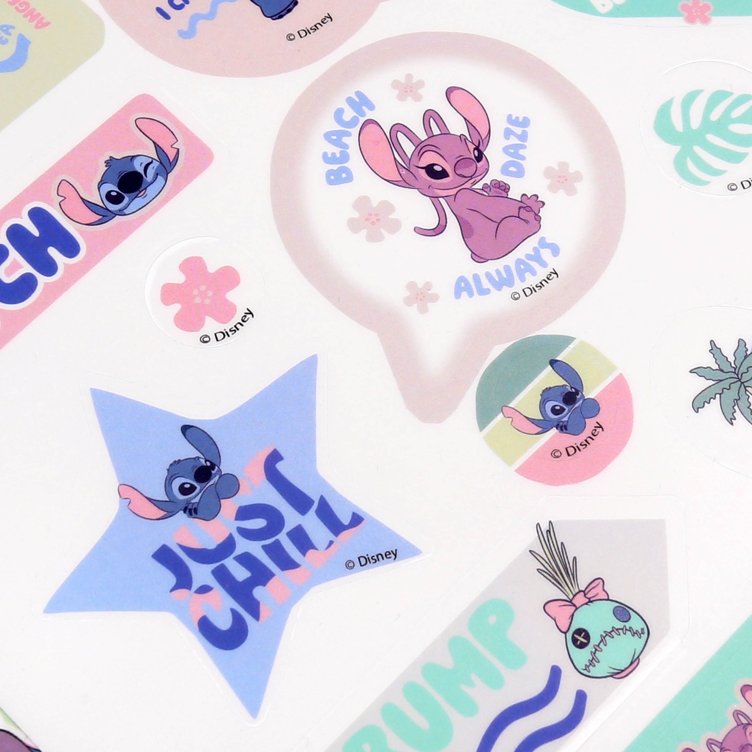 Disney Stickerbuch DISNEY Stitch Aufkleber Set, 63 Stk, transparent & wiederverwendbar
