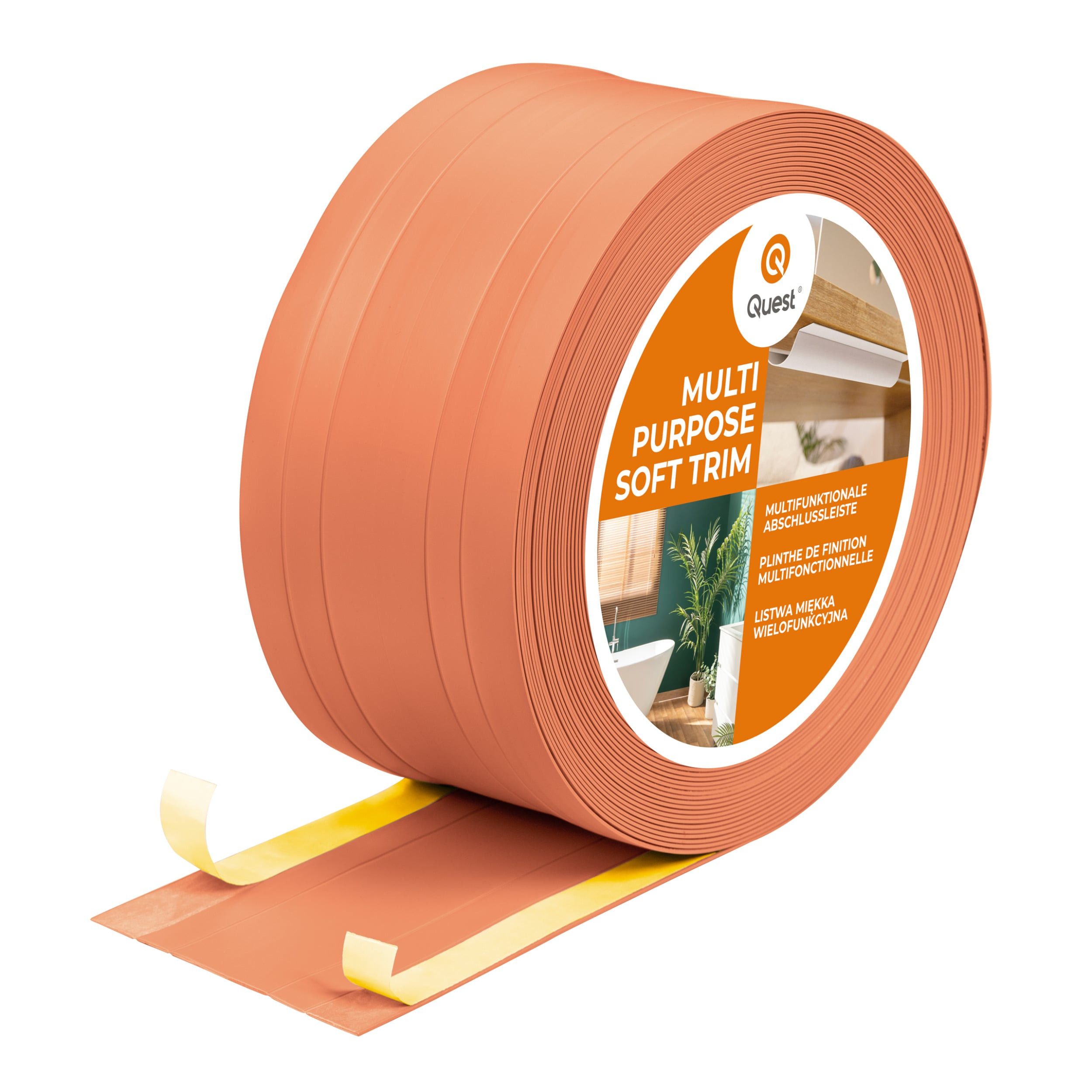 Quest Abschlussleiste Multifunktionsleiste W4 2in1 selbstklebend 110 mm, Selbstklebend, Kunststoff (PVC), 1-St., selbstklebend, 2in1, 110 mm, 5-m-Rolle