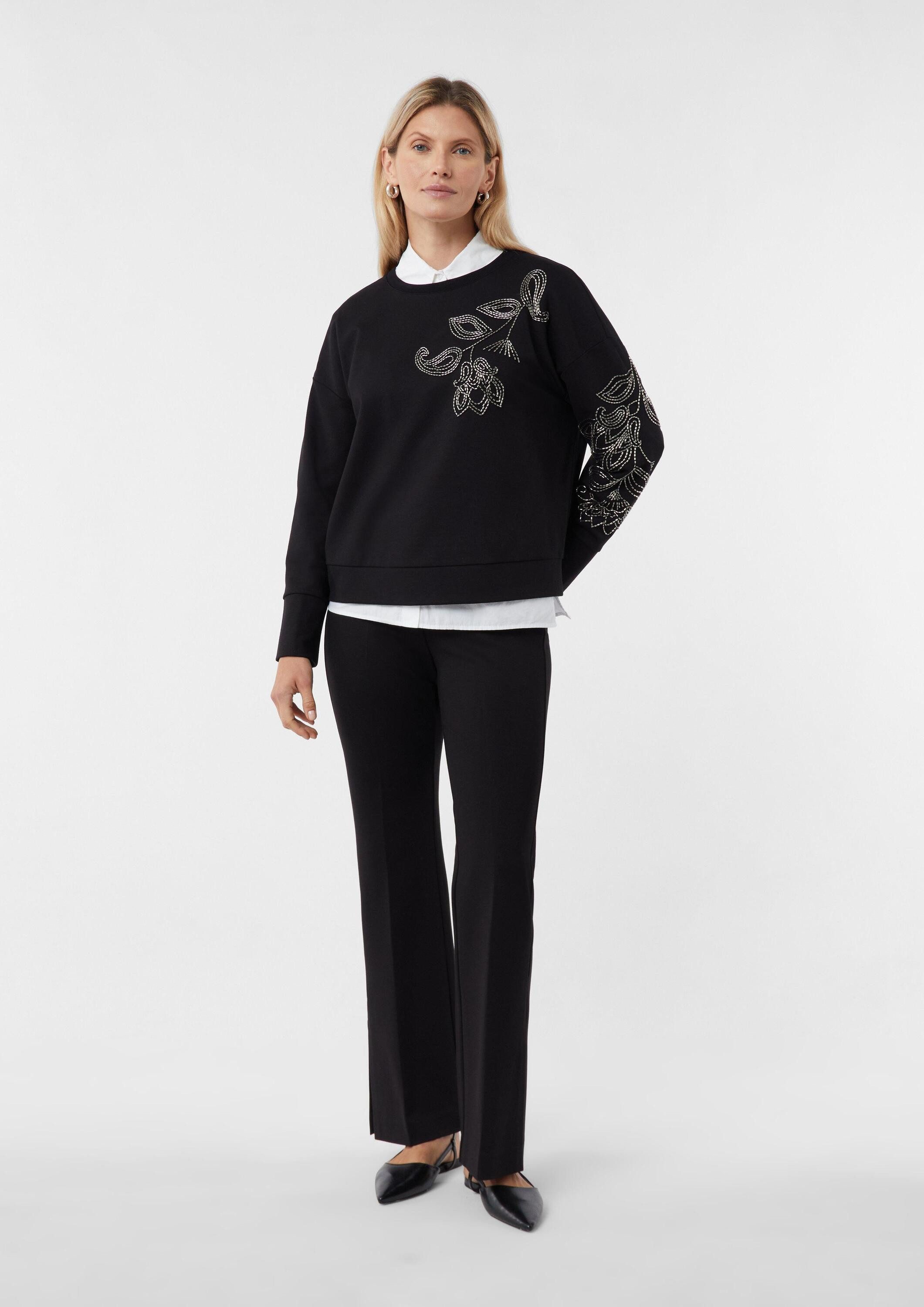 comma Sweatshirt Sweatshirt Sweatshirt mit Perlenstickerei