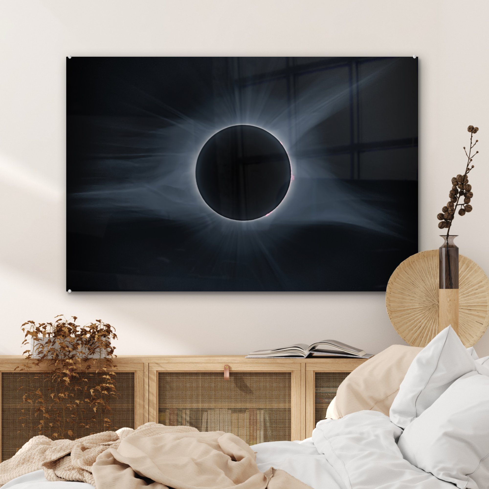 MuchoWow Acrylglasbild Dunkelblaue Farbtöne in St), schwarzen einer Wohnzimmer Sonnenfinsternis, Acrylglasbilder Schlafzimmer (1 &