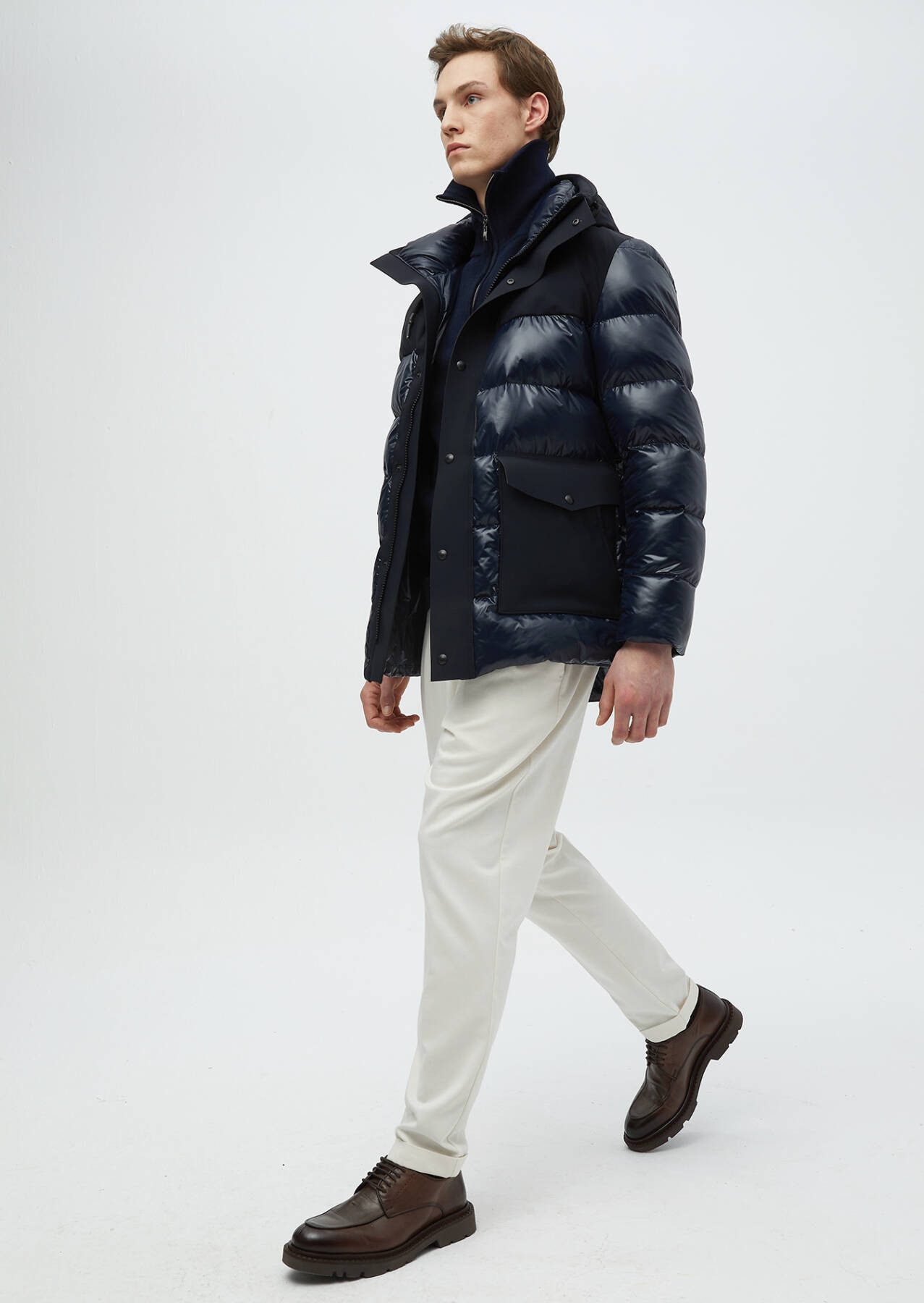 RAMSEY Winterjacke Marineblauer Webmantel