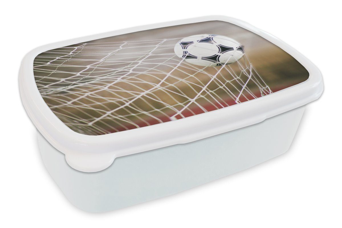 MuchoWow Lunchbox Ball im Netz, Kunststoff, (2-tlg), Brotbox für Kinder und Erwachsene, Brotdose, für Jungs und Mädchen weiß
