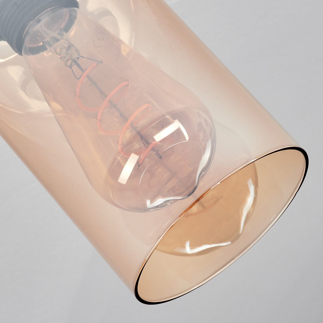 hofstein Deckenleuchte moderne Glas, im Metall/Glas in Retro/Vintage-Design Deckenlampe E27 Schwarz/Bernsteinfarben, Leuchte aus mit Leuchtmittel, ohne Schirm x 1 aus