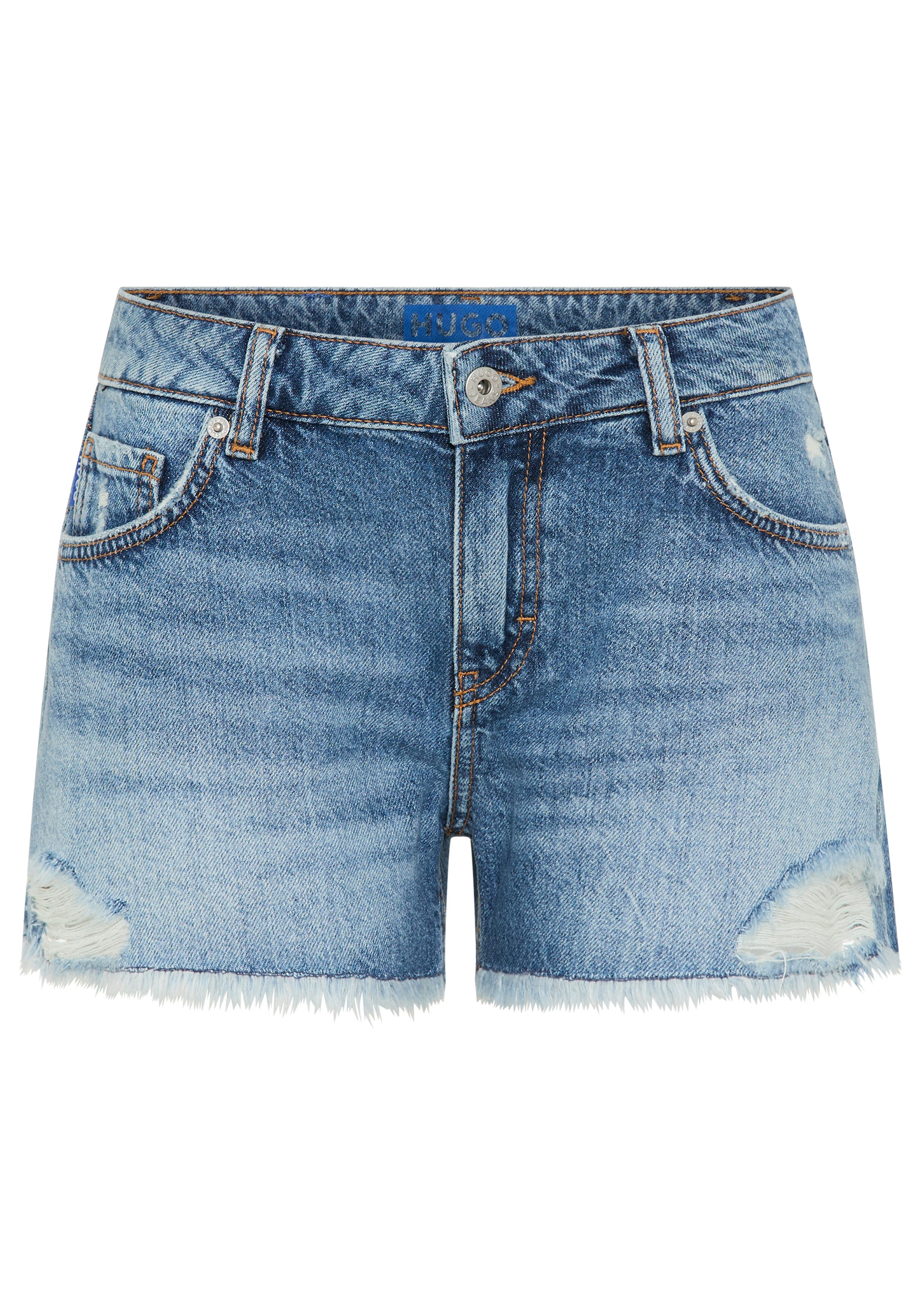 HUGO Jeansshorts Galimon mit Destroyed-Effekten, Mid Rise