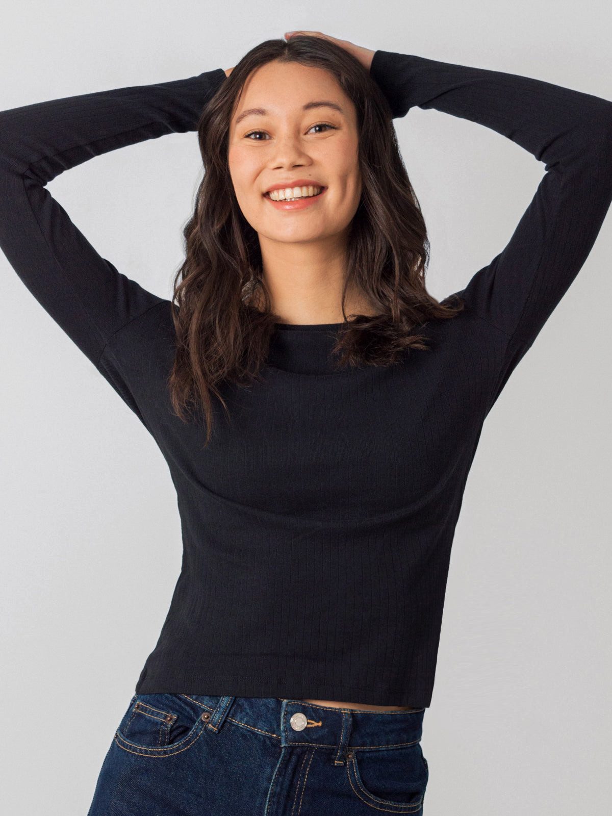 HONEST BASICS T-Shirt Geripptes Langarm Shirt aus Bio- und recycelter Baumwolle