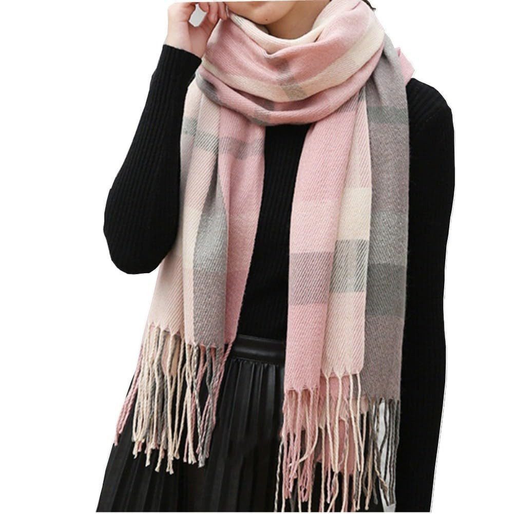 Cachito Modeschal Damen Kariert Oversized Schal Lange Winterschal Weich Wraps, Groß Karo Fransen Schals Warm für Herbst Winter