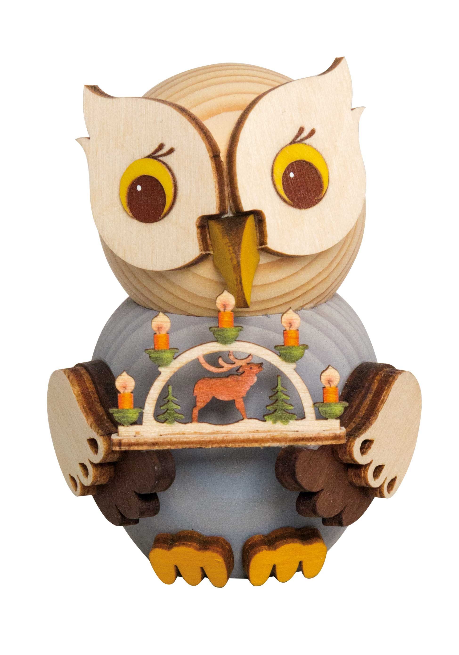 Kuhnert Dekofigur Mini-Eule mit Schwibbogen - aus Holz gefertigt - ca. 7 cm günstig online kaufen