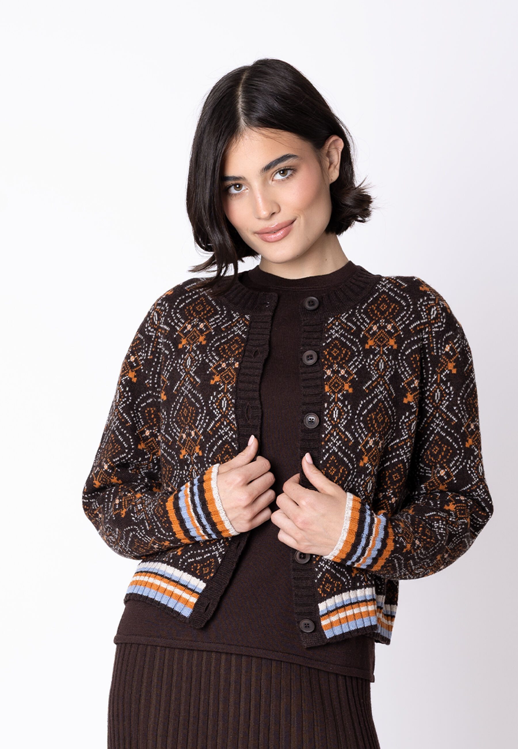 IVKO WOMAN Cardigan mit gestreiften Rippdetails