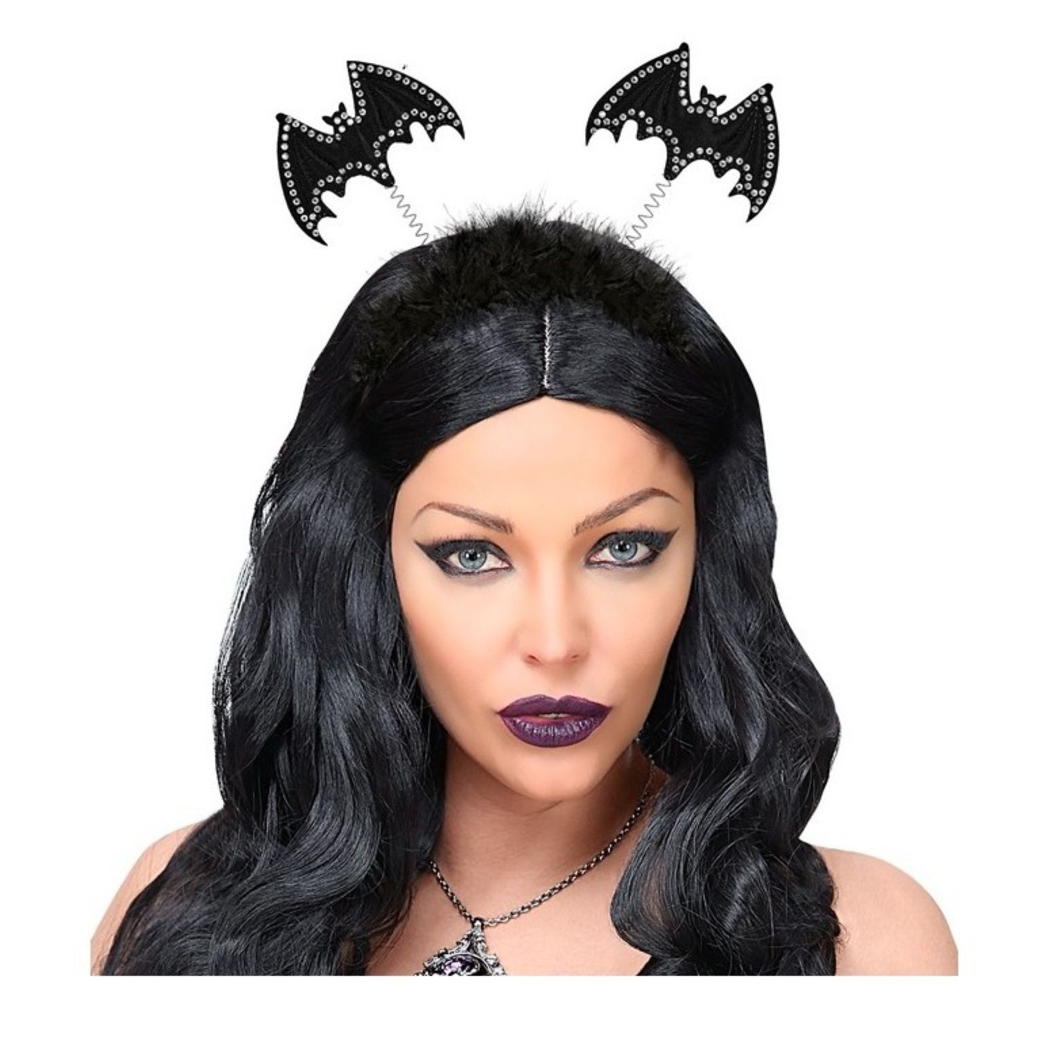 Widmann S.r.l. Kostüm Haarreif mit 'Strass Fledermaus' zum Halloween Kos