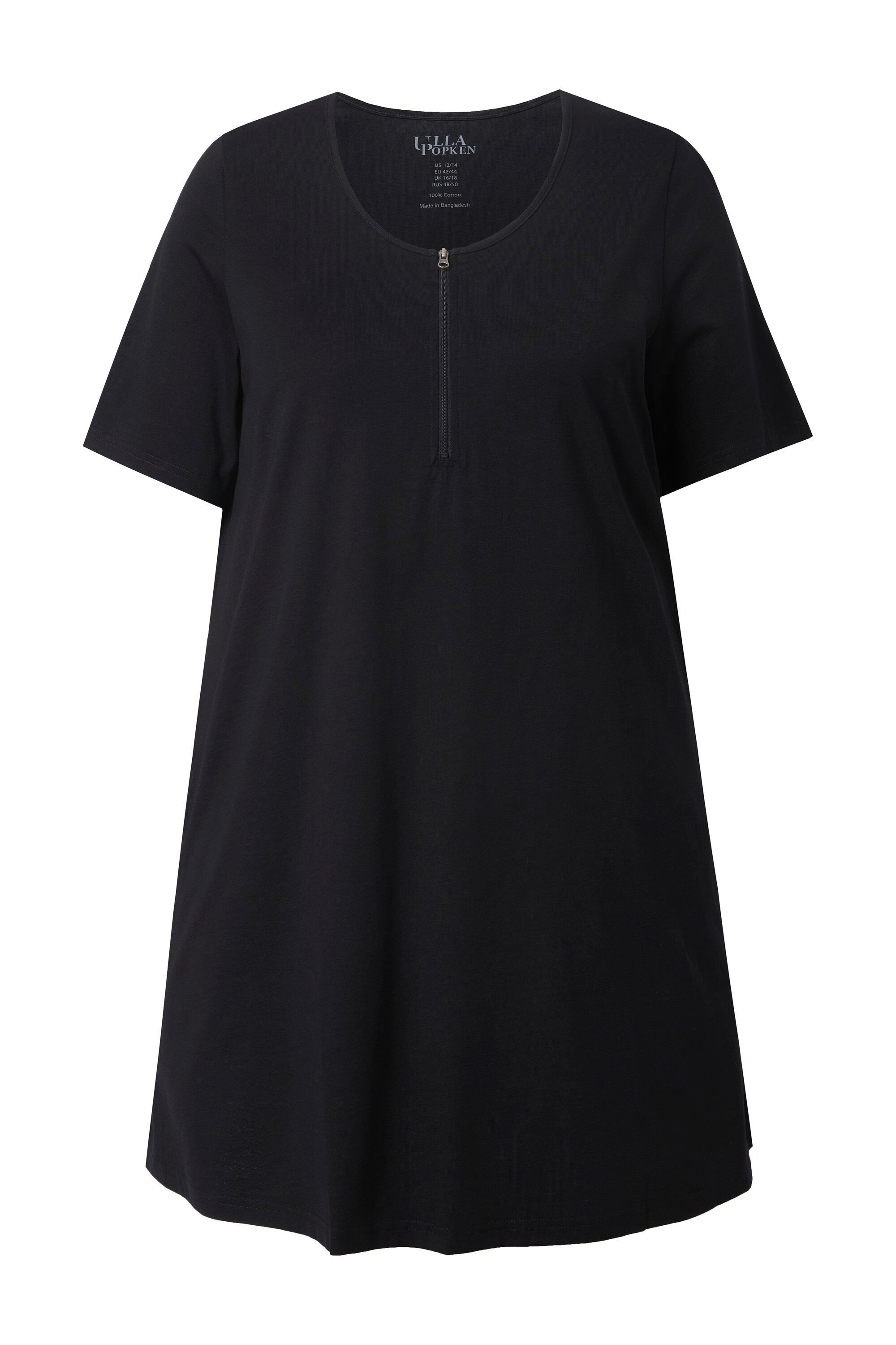 Ulla Popken Longshirt Longshirt Zipper A-Linie Rundhals Halbarm günstig online kaufen