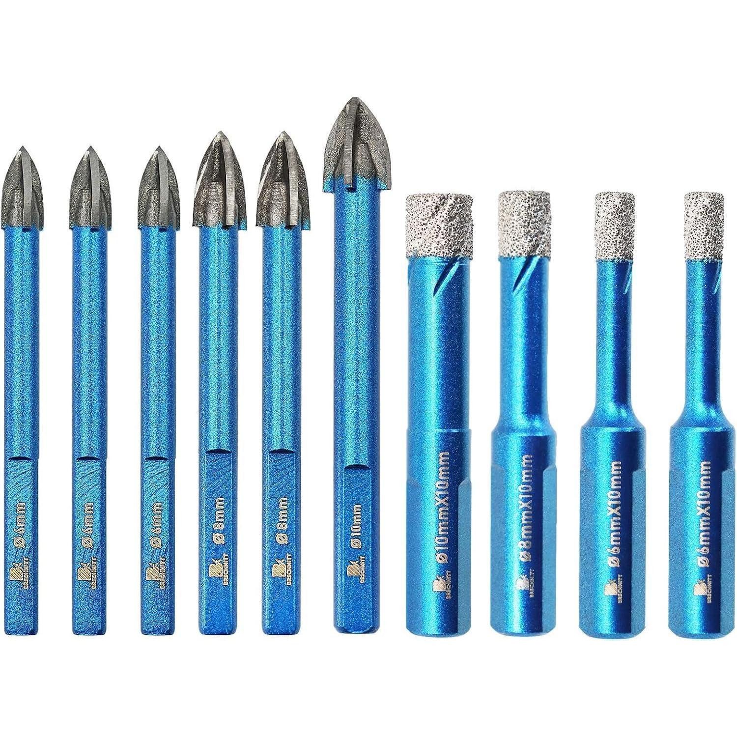 Lochsägen, 16 Stück, Diamantbohrer, Lochsäge, 6–50 mm, Glasbohrwerkzeuge, Lochsägen-Set für Kohlenstoffstahl, Glasbohrer, Keramik, Porzellan, Fliesen, Marmor