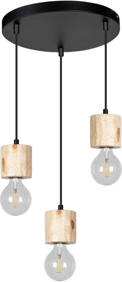 SPOT Light Pendelleuchte PINO, ohne Leuchtmittel, Hängeleuchte, Naturprodukt  aus Massivholz, Nachhaltig, Kabel kürzbar