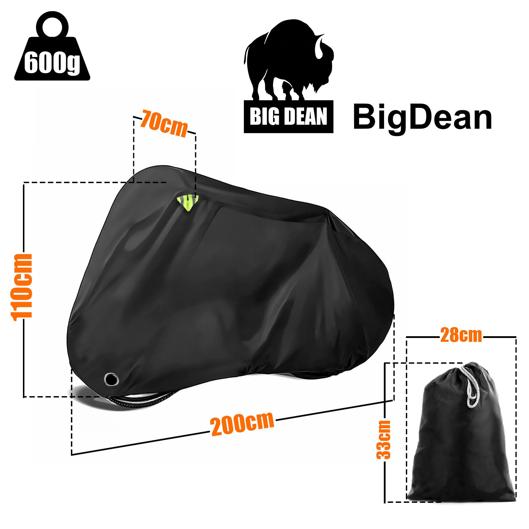 BigDean Fahrradschutzhülle wasserdicht aus 210D Oxford-Gewebe 200cm x 110cm (Packung, 1-St., Wasserdicht & Wetterfeste Fahradabdeckung), Wetterfeste Schutzhülle für 1x Erwachsenenrad (L) oder 2x Kinderräder