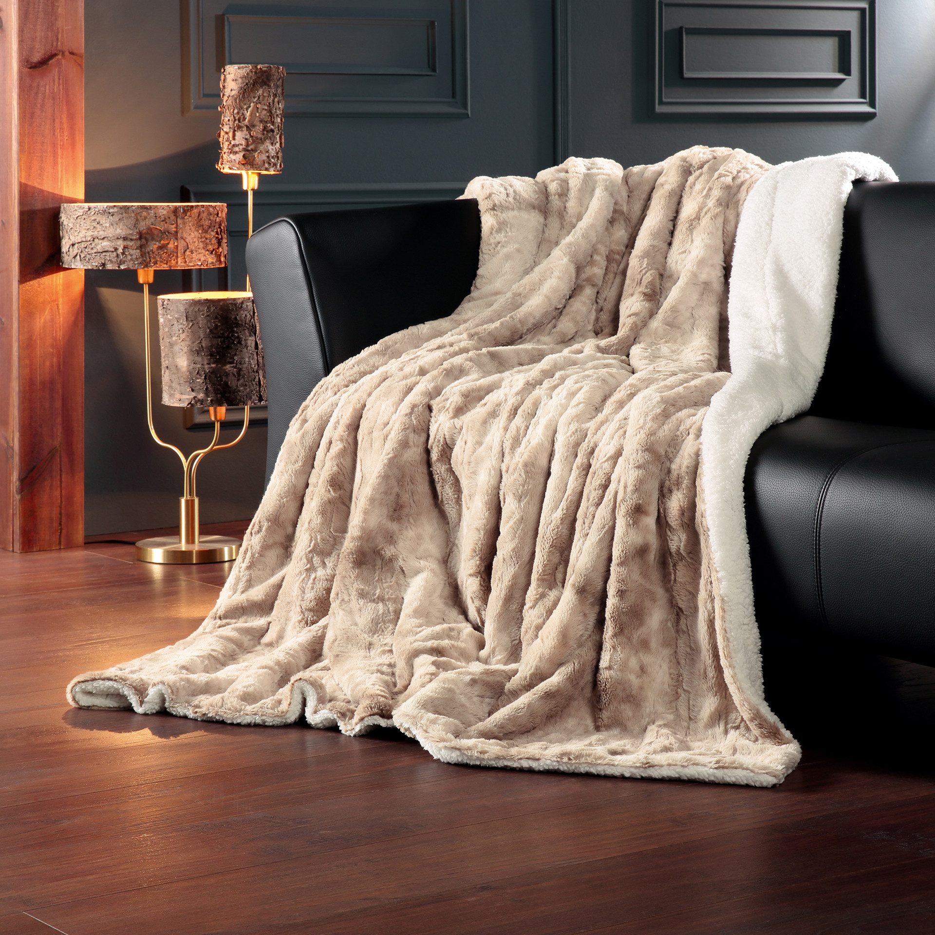 Wohndecke Luxus Winterfell XXL, Delindo Lifestyle, XXL Kuscheldecke fürs Sofa, Webpelzdecke, Decke