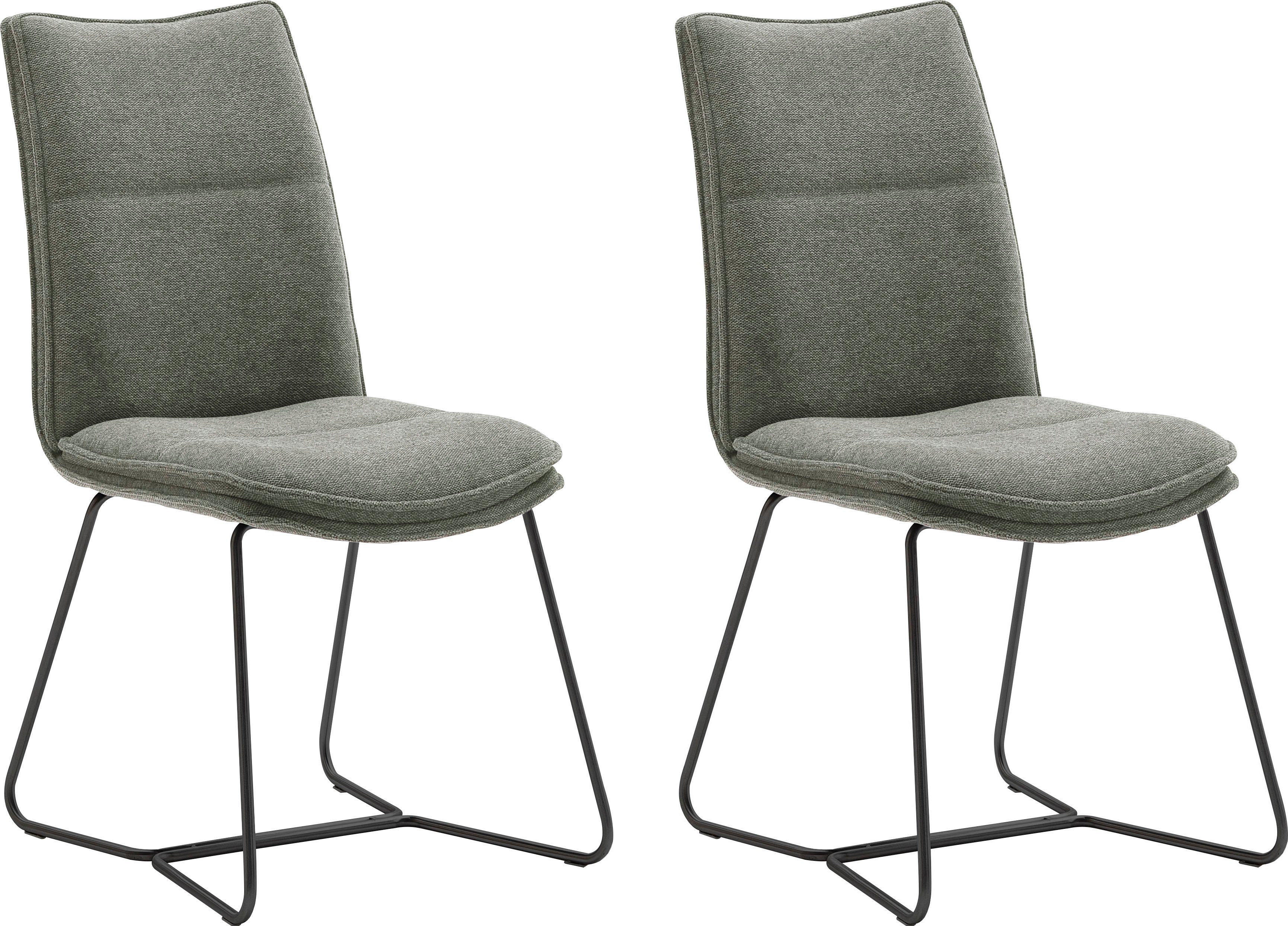 MCA furniture Stuhl Hampton (Set, 2 St), Stuhl bis 120 Kg belastbar Olive | Schwarz matt lackiert | Olive
