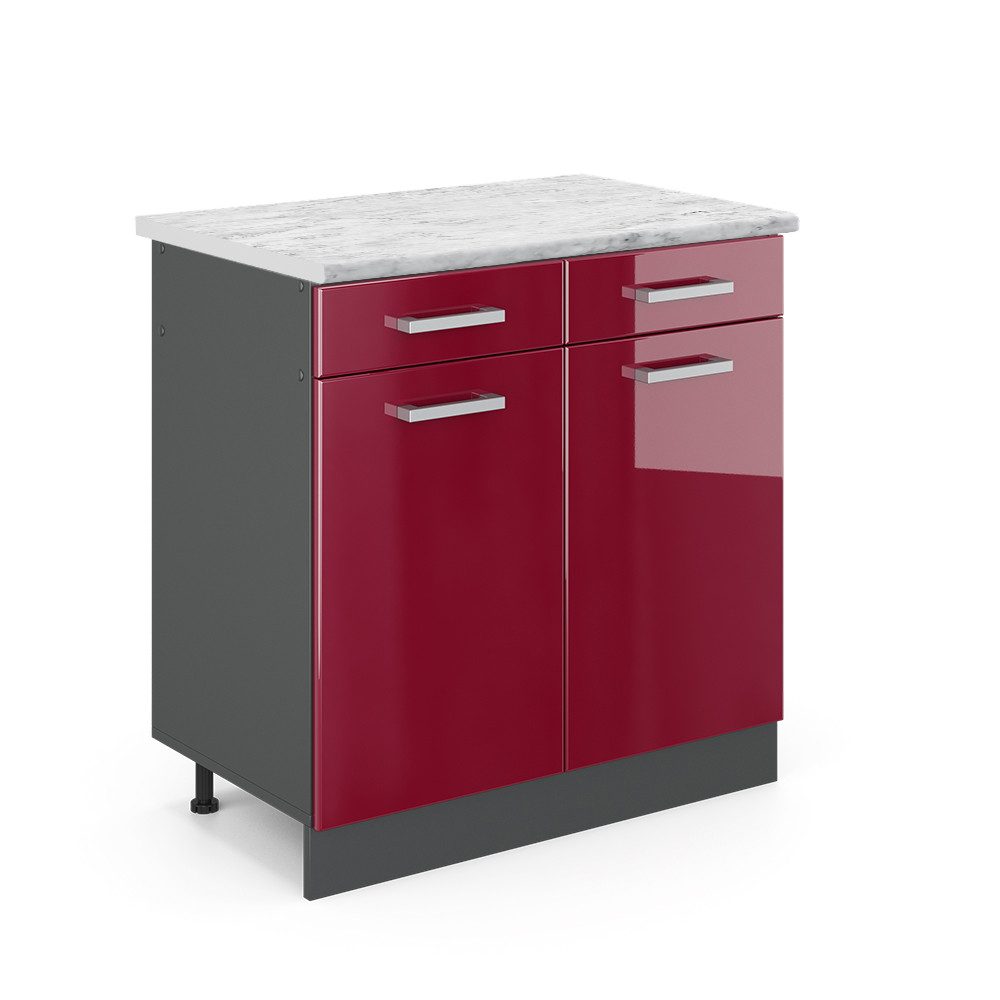 Vicco Unterschrank R-Line, Bordeaux Hochglanz/Anthrazit, 80 günstig online kaufen