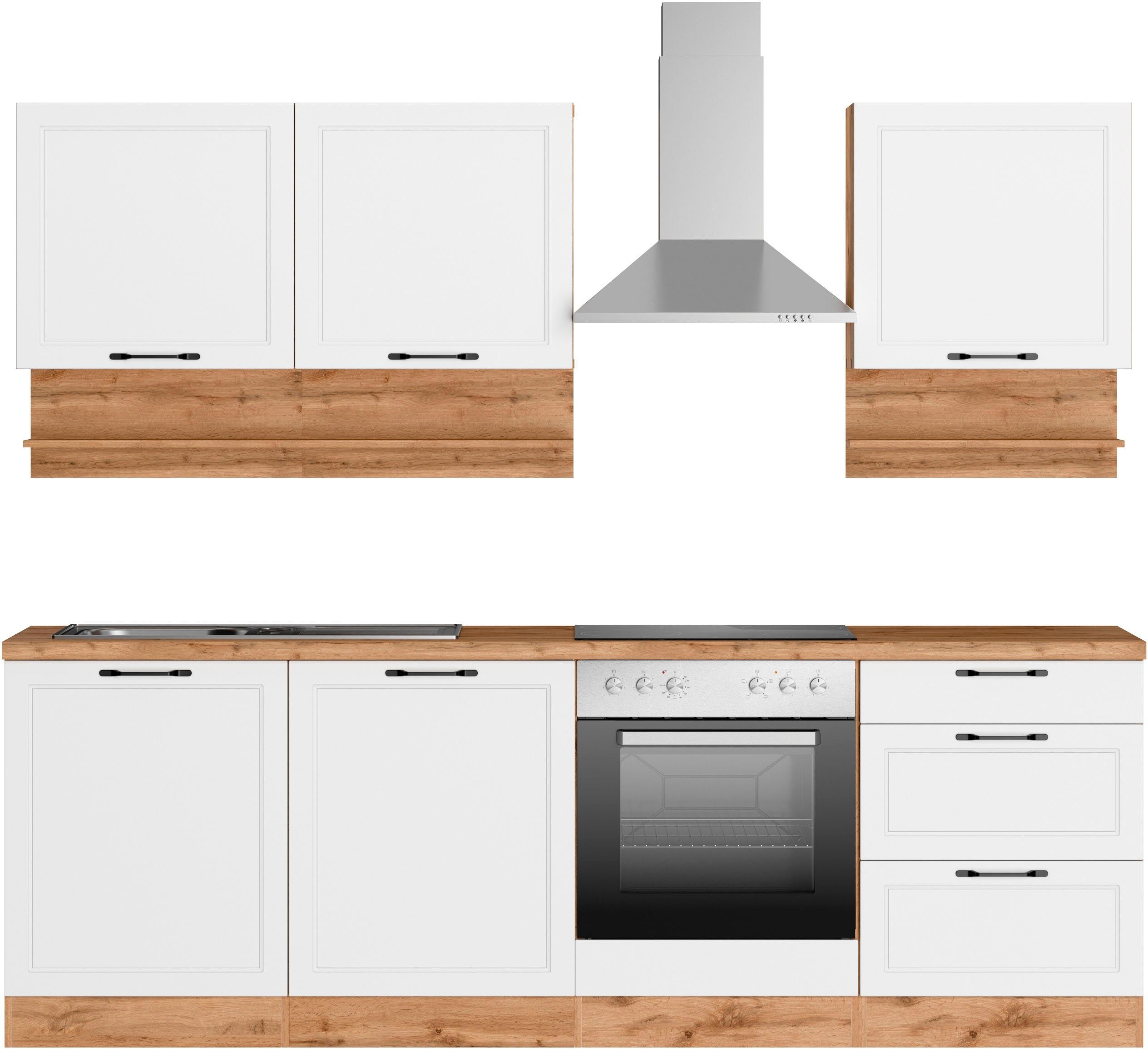 HELD MÖBEL Küche Lana, 240 cm breit, wahlweise mit oder ohne E-Geräte,  Hochwertig MDF-Fronten in modernen Landhausstil