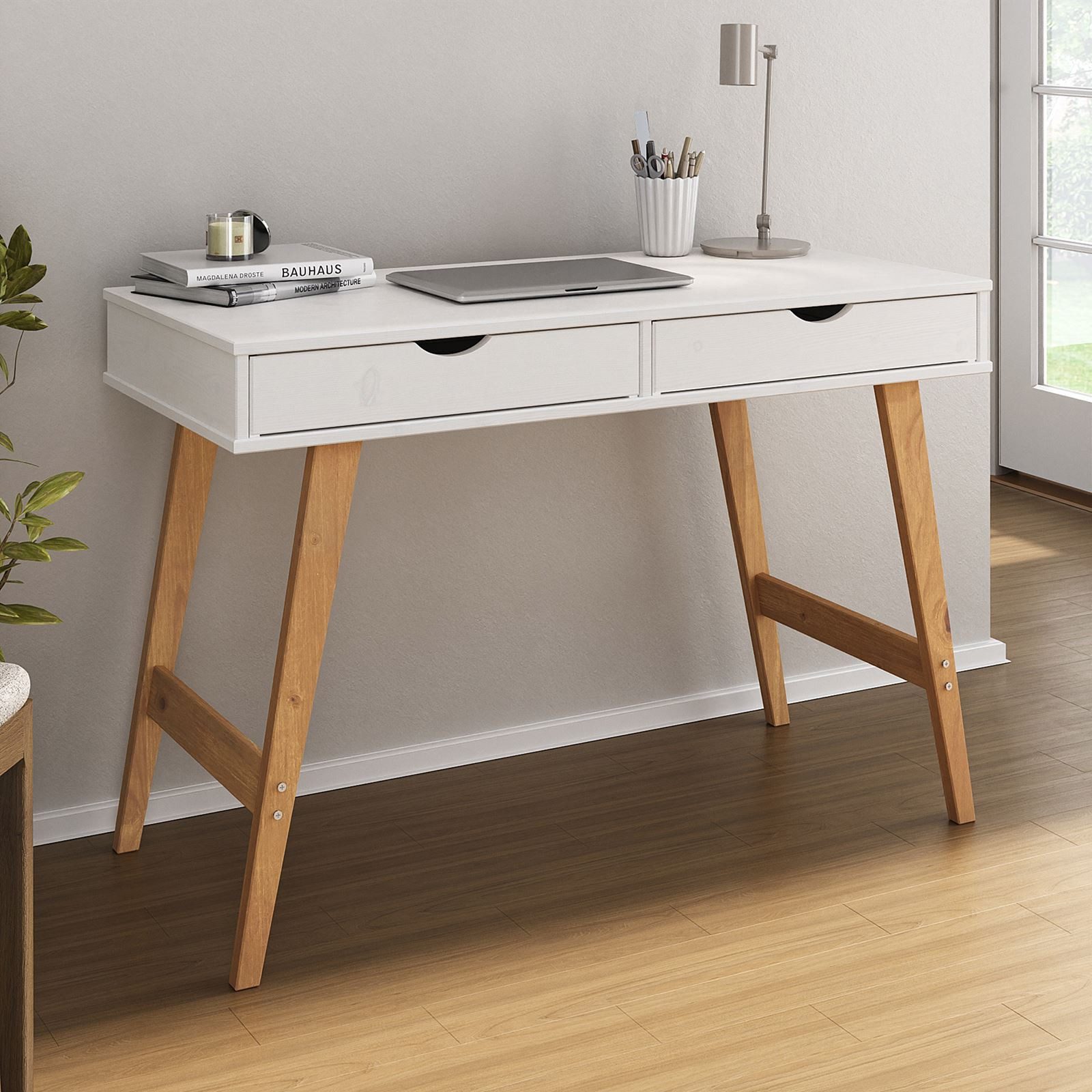 IDIMEX Schreibtisch MILO, Bürotisch mit 2 Schubladen aus Massivholz Konsole günstig online kaufen