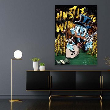 ArtMind XXL-Wandbild HUSTLE TO WIN, Premium Wandbilder als Poster & gerahmte Leinwand in verschiedenen Größen, Wall Art, Bild, Canvas