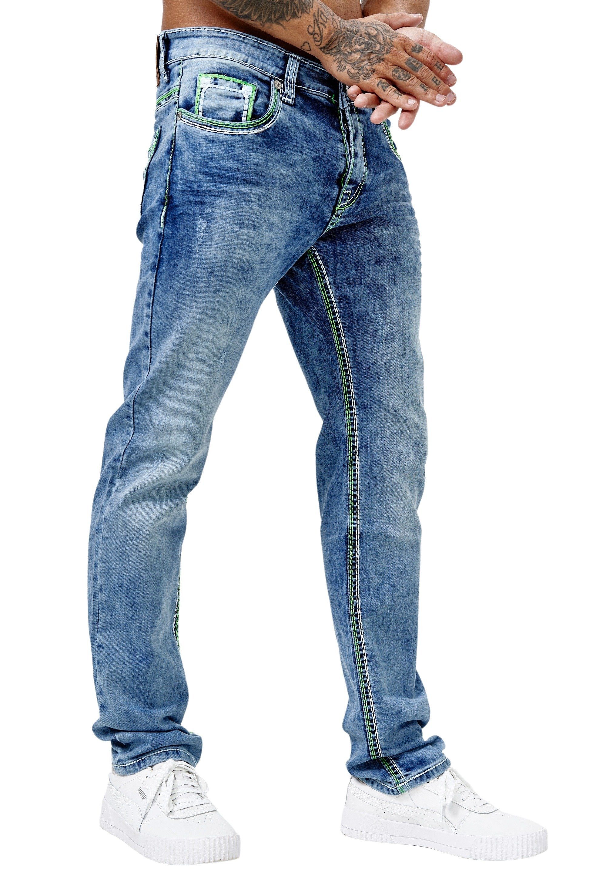 Code47 Regular-fit-Jeans Herren Jeans Fit Denim Hose Regular Straight Designerjeans Männer