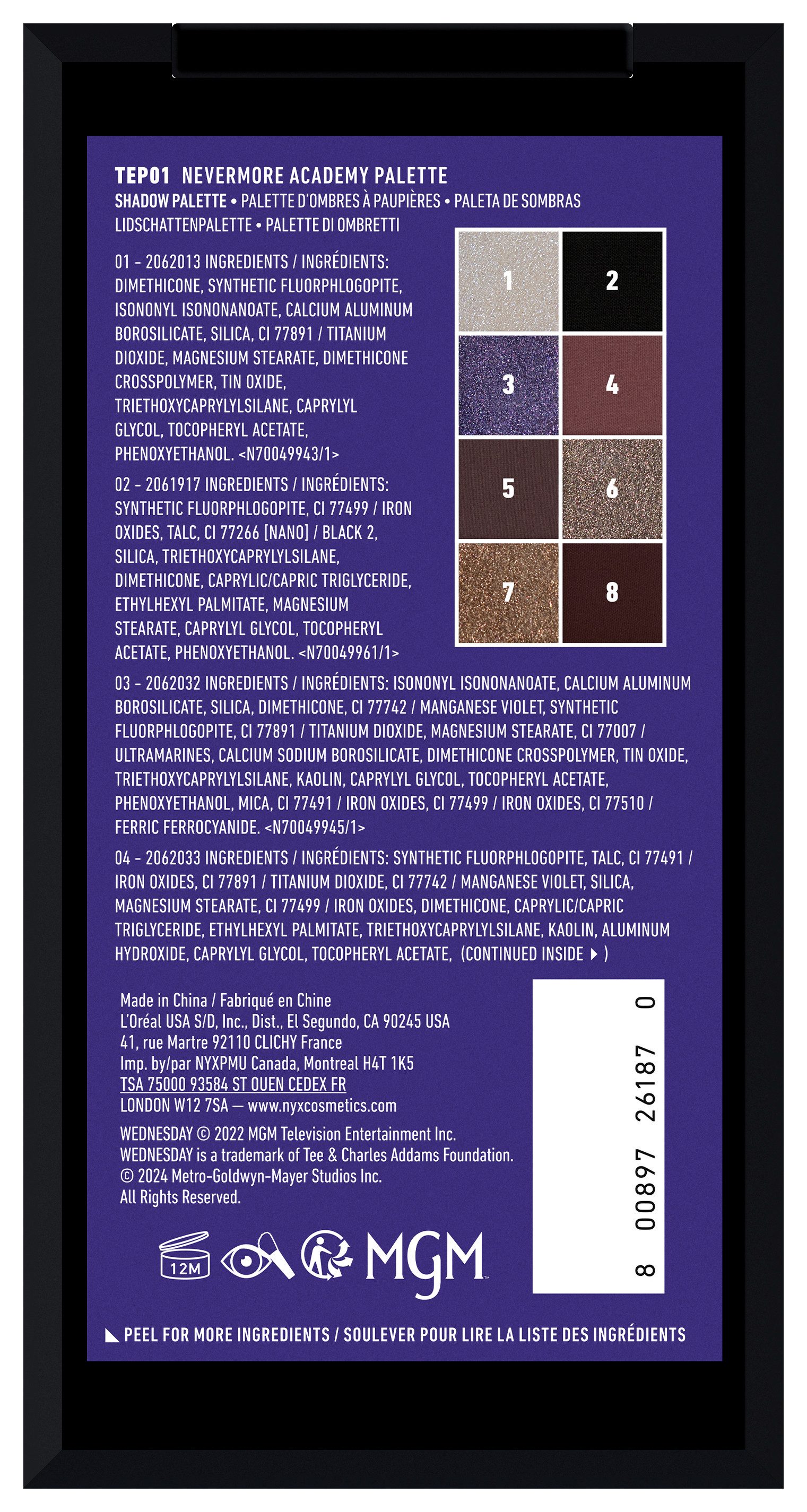 NYX PROFESSIONAL MAKEUP Lidschatten-Palette Wednesday The Nevermore Academy Palette