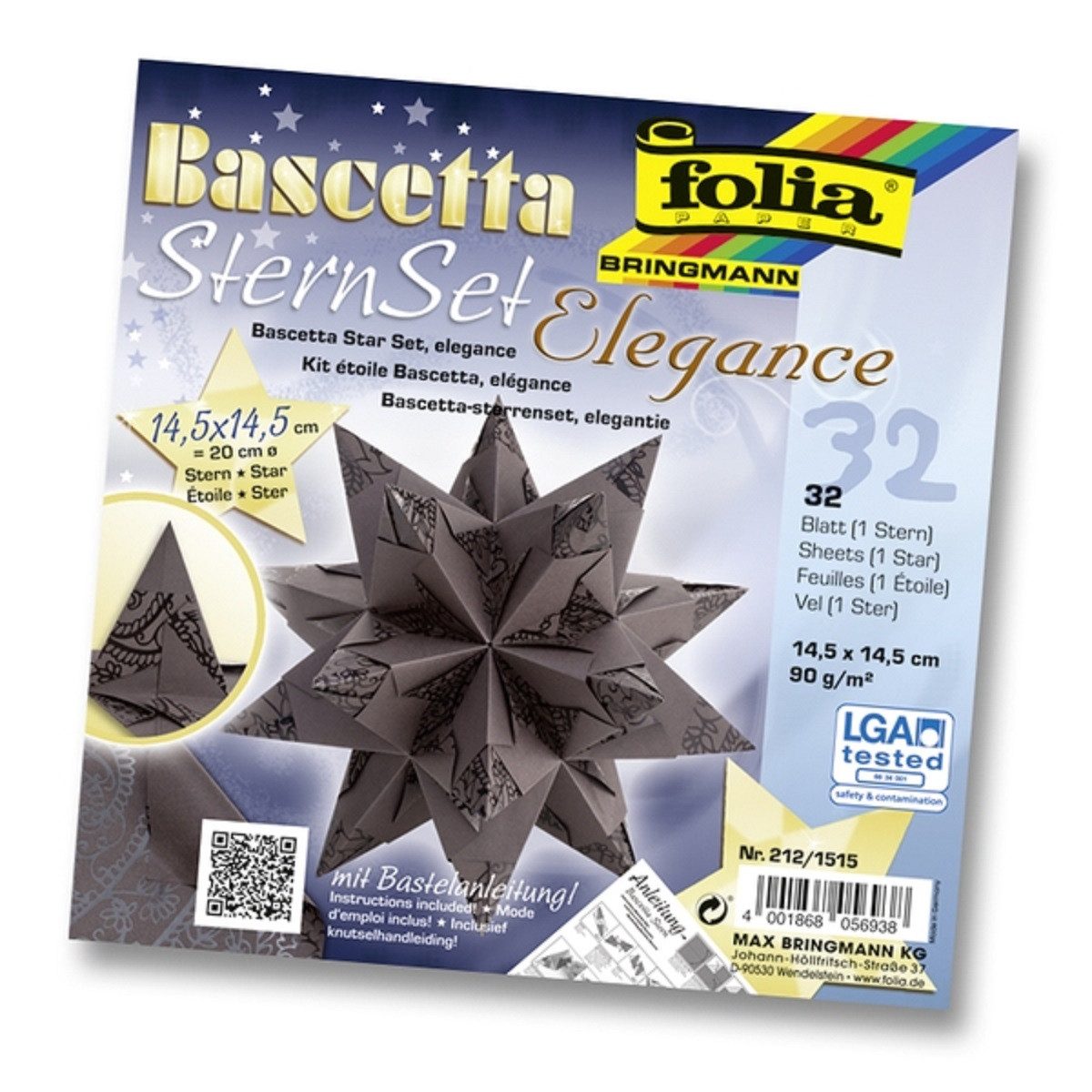 Folia Papiersterne folia Bastelset Bascetta Stern Ø20cm 90g/m² braun 14,5x14,5cm 32 Blatt