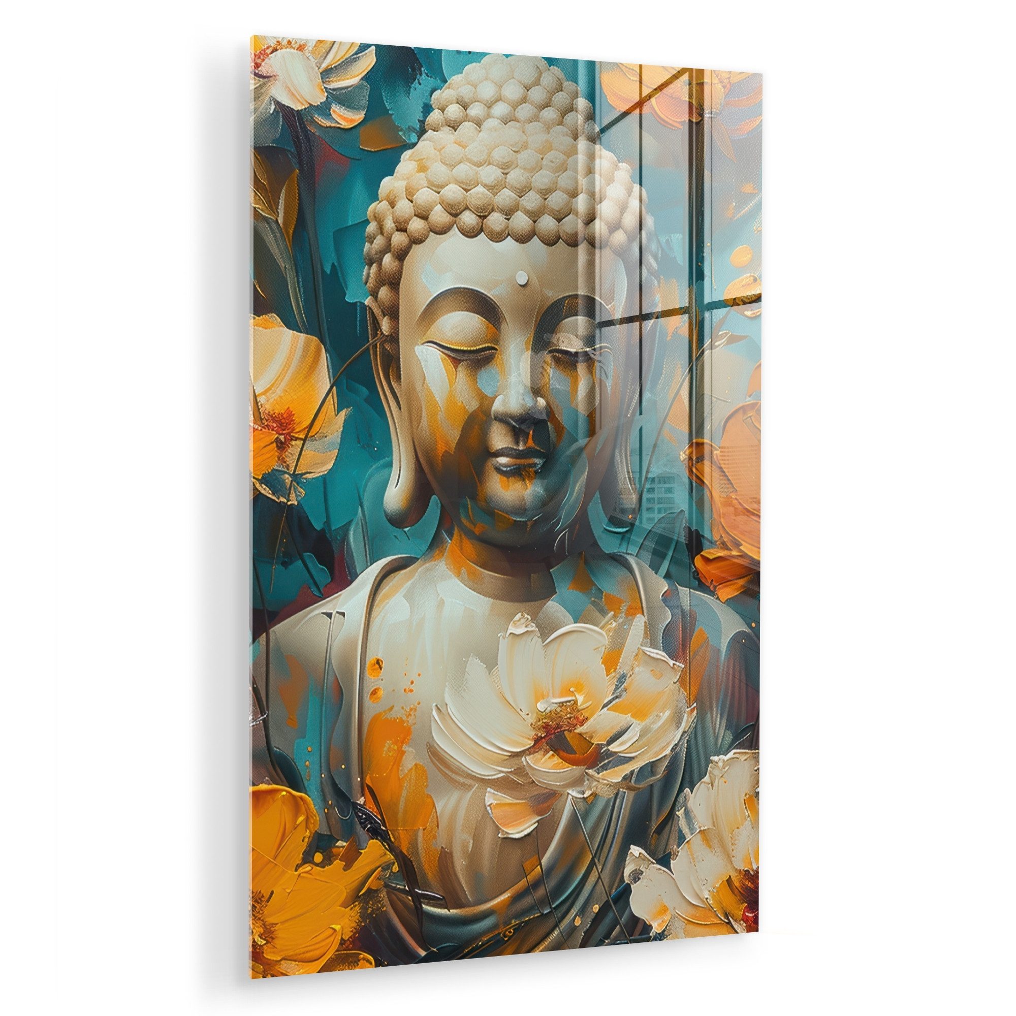 MuchoWow Acrylglasbild Buddha - Blumen - günstig online kaufen