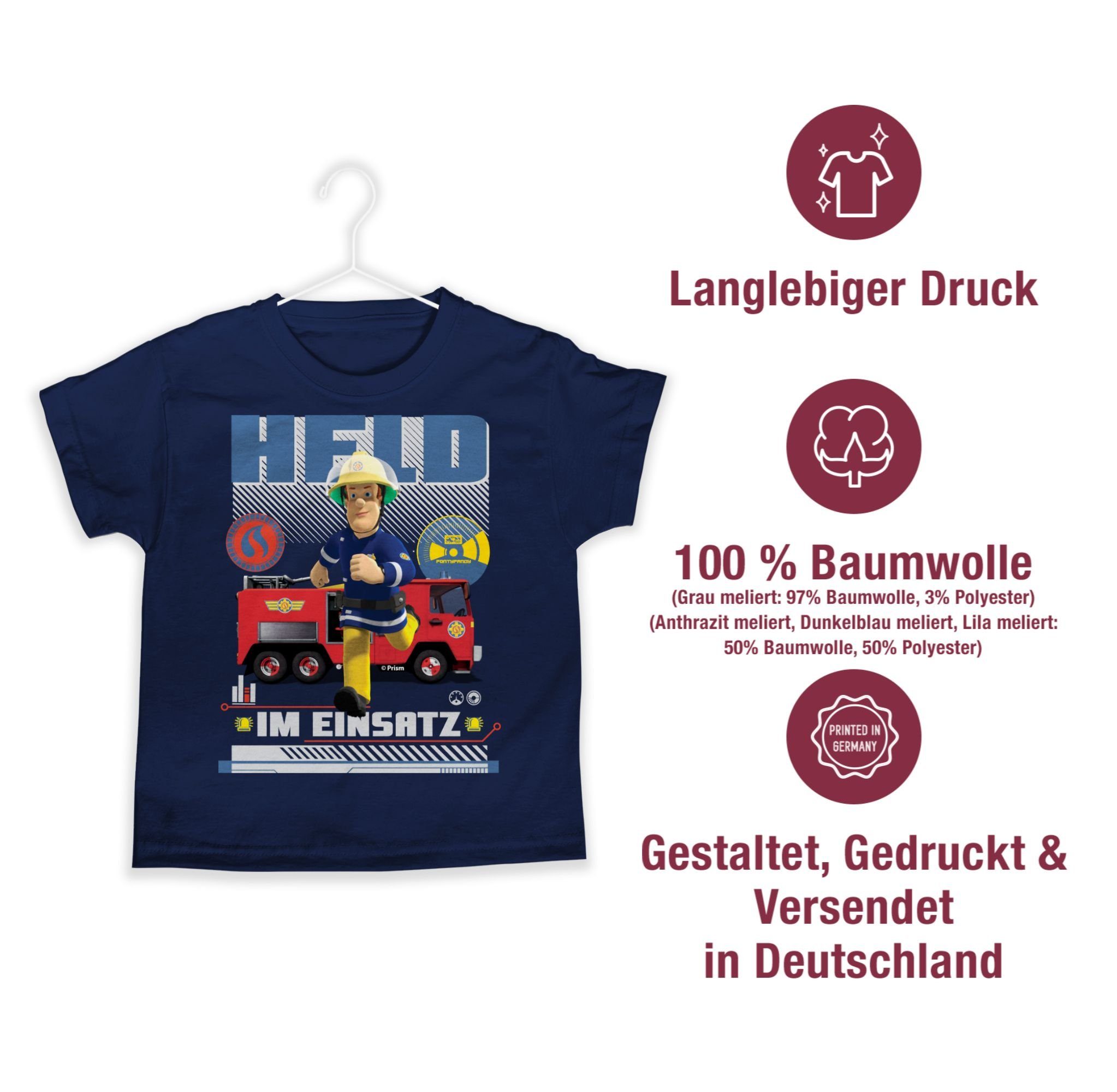 Dunkelblau T-Shirt Sam Held Shirtracer Einsatz Feuerwehrmann im 02 Jungen