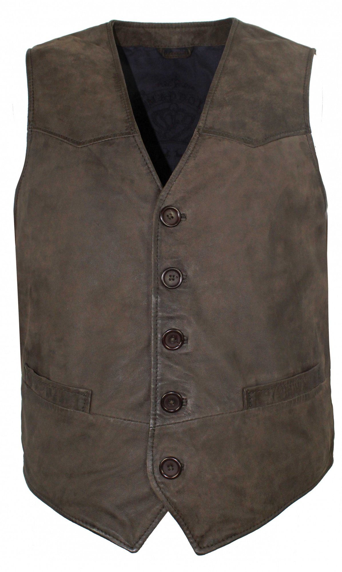 Maddox Lederweste Maddox - Herren Lederweste Lammnubuk Leder dunkelbraun