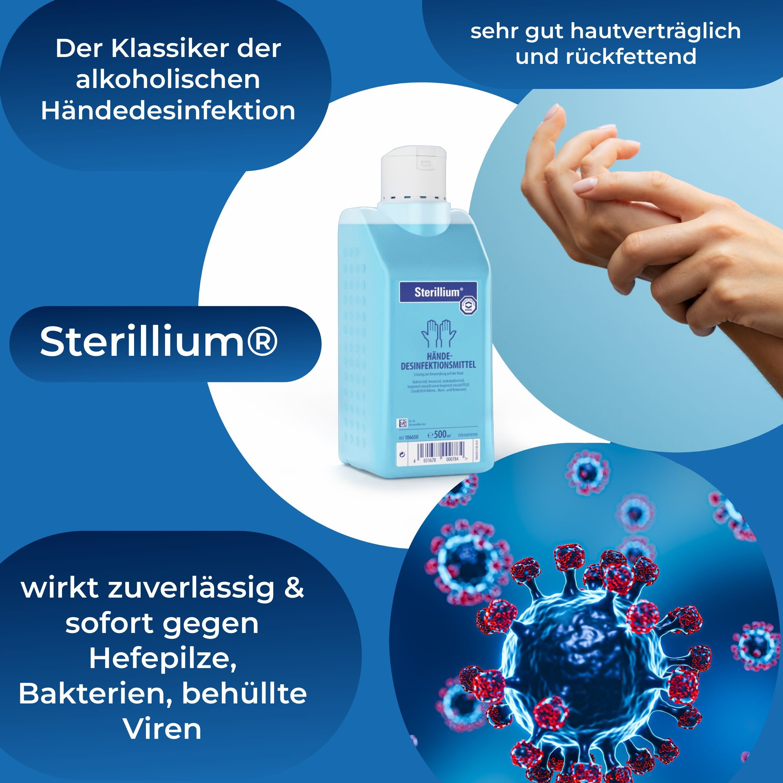 PAUL HARTMANN AG Horn Medical Dosierpumpe inkl. 2 x 500ml Sterillium Hand-Desinfektionsmittel (Spar-Set, [- bekannt & bewährt dank Dosierpumpe sofort einsetzbar)
