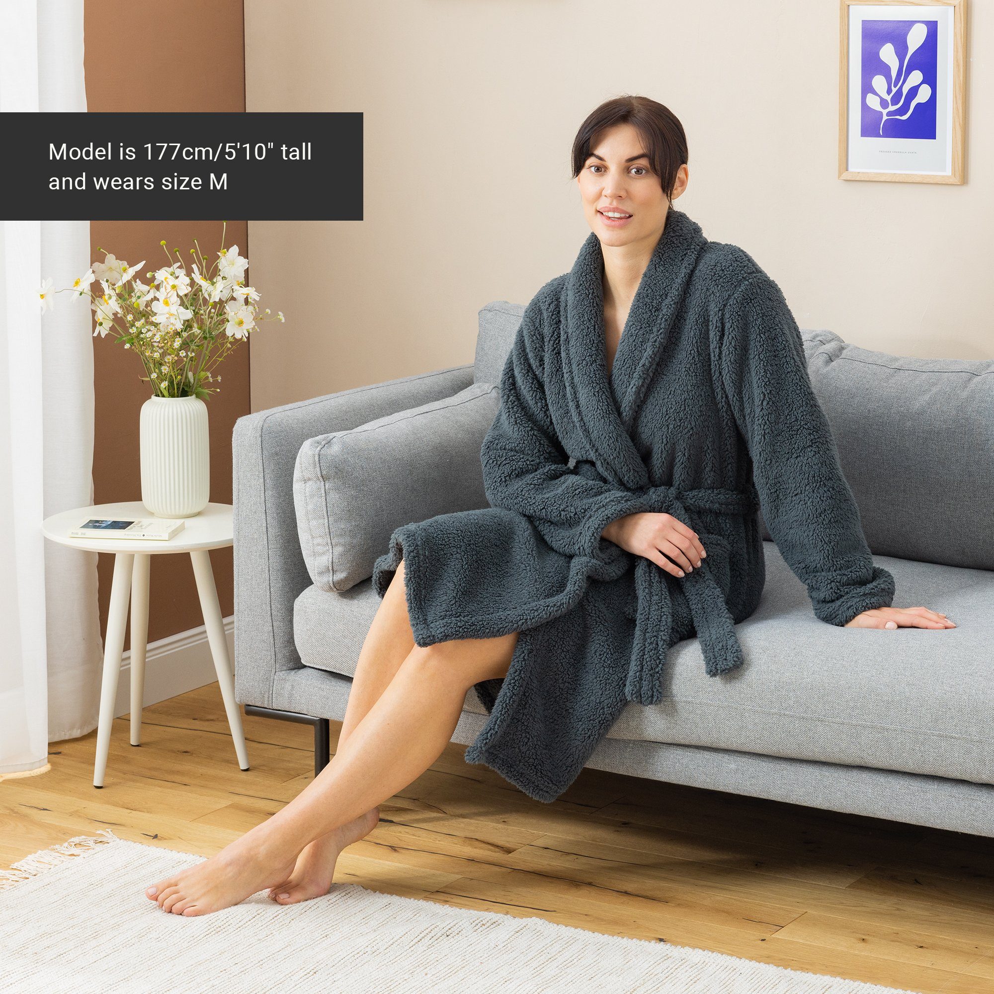 HOMELEVEL Bademantel Kuschelfleece Bademantel Damen - günstig online kaufen