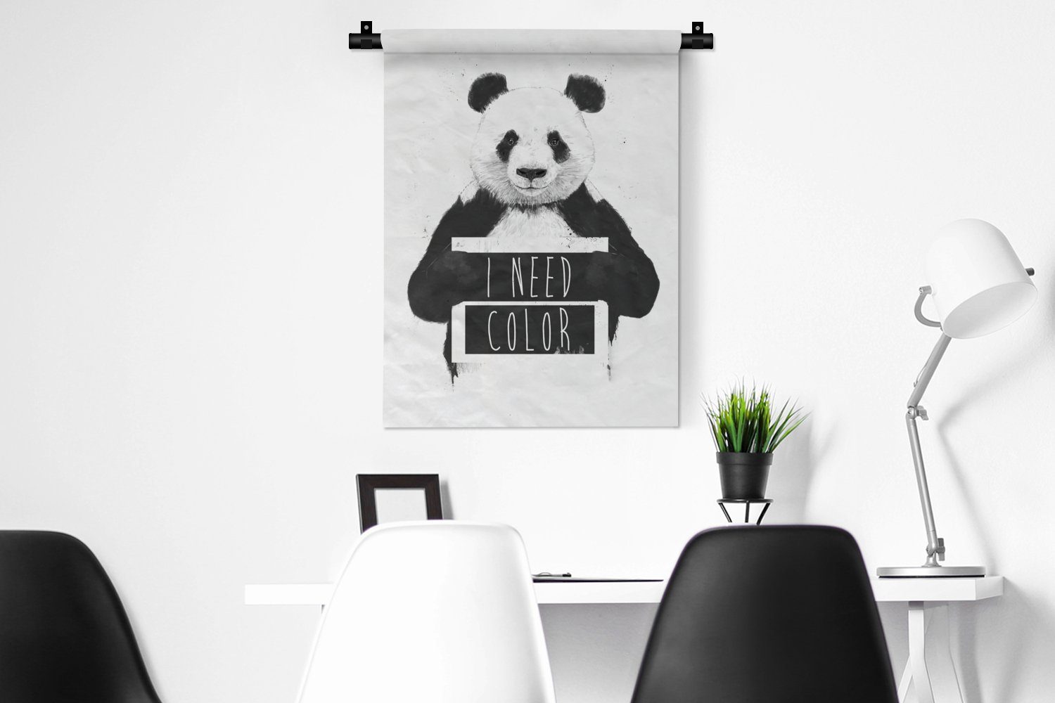 MuchoWow Wanddekoobjekt Panda - Zitat - - Deko Wand, Tapisserie, Schlafzimmer Weiß, für der Wohnzimmer, Farbe an