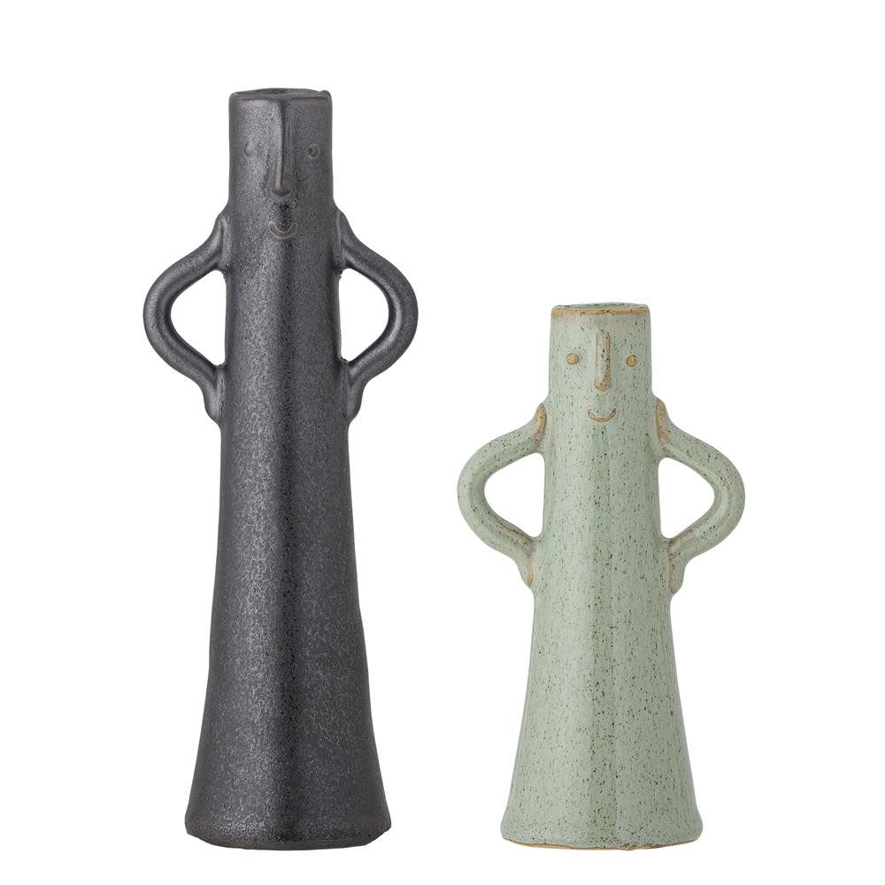 Bloomingville Tischvase Rhett Vase Grün Steingut 2er Set, Dekovasen Figuren Design