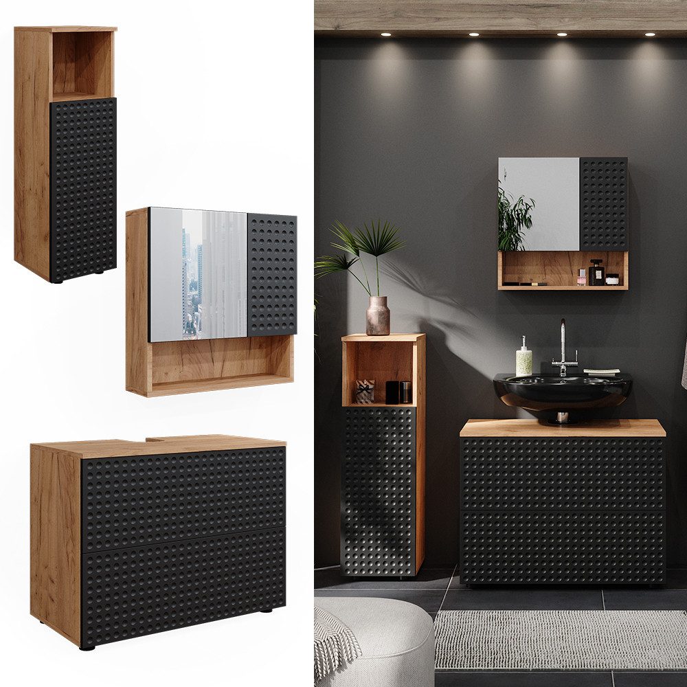 Vicco Badmöbel-Set Irma, Goldkraft Eiche/Anthrazit, 3 günstig online kaufen