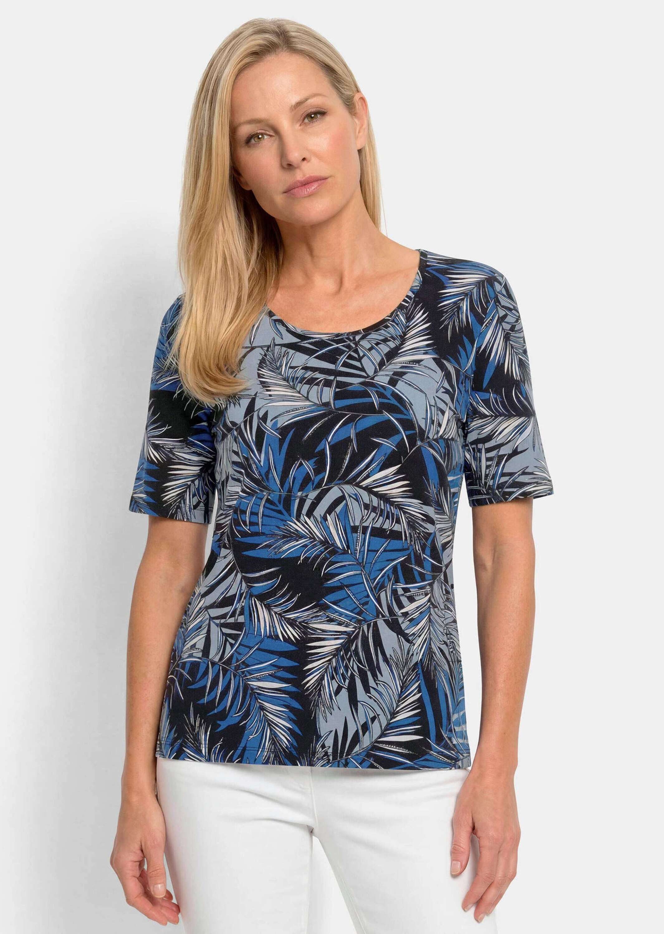 T-Shirt Viskoseshirt mit Palmenprint
