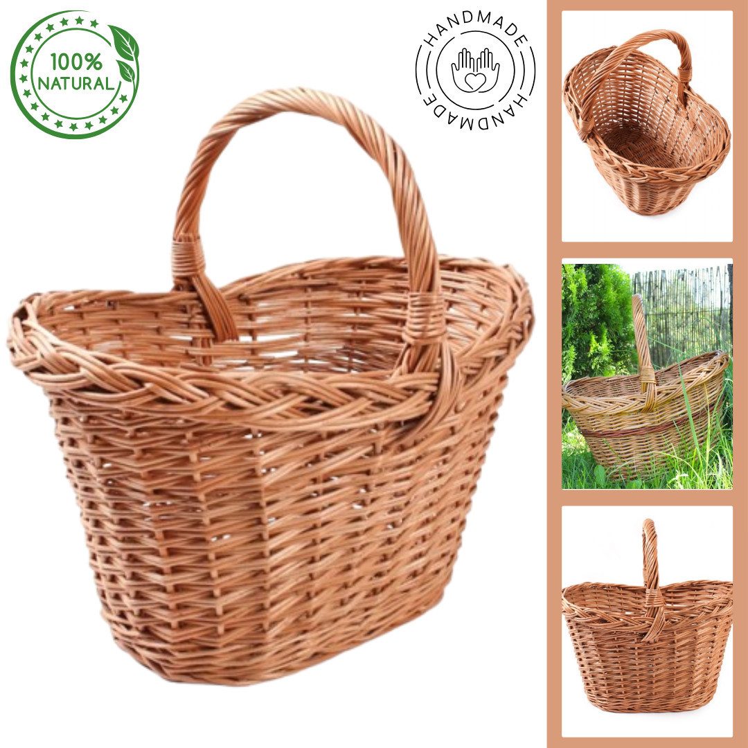 Tigana Weidenkorb Pilzkorb – 44 X 30 X 23/31 Cm, Mit Herausnehmbarer Textileinlage