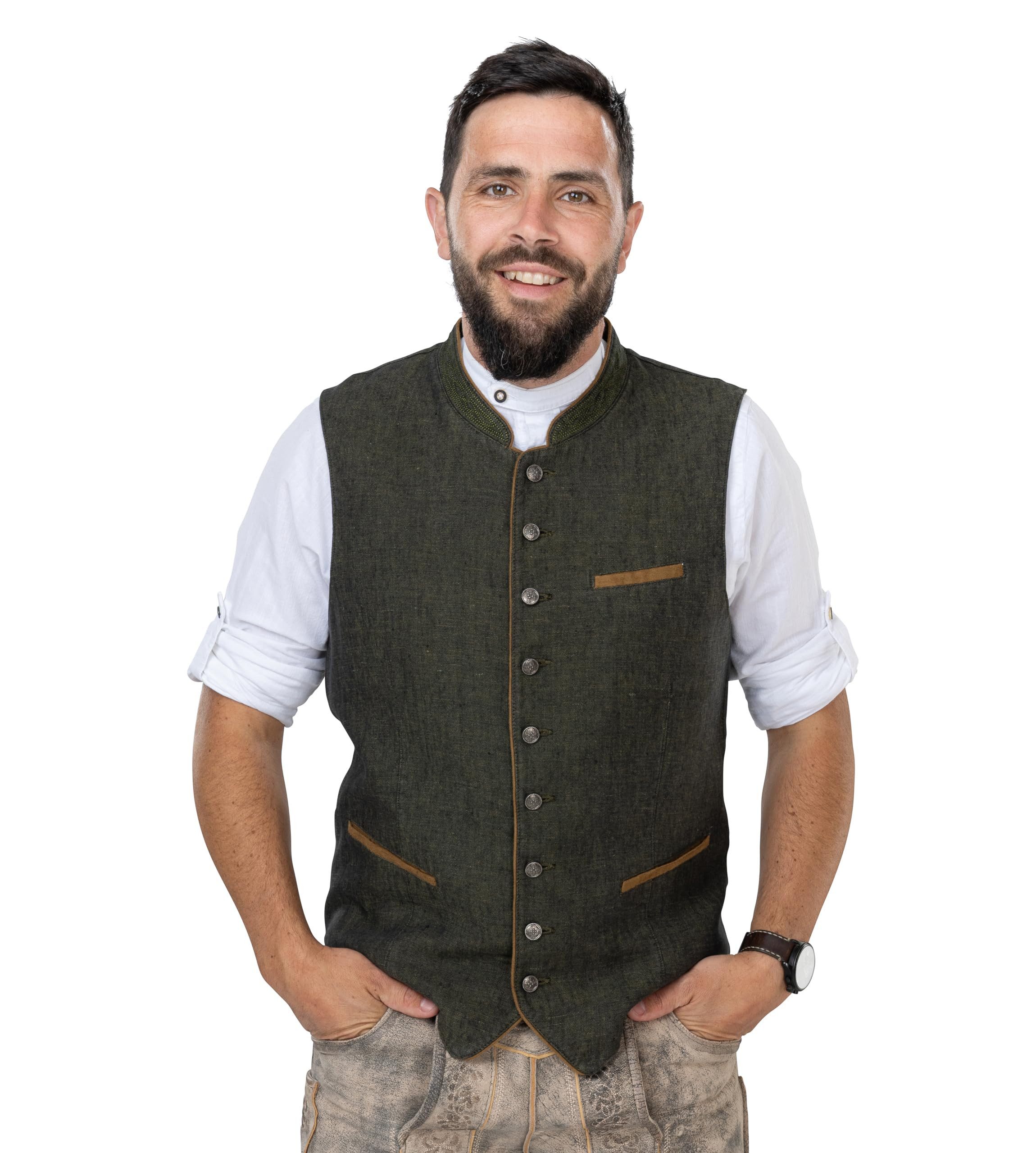 Schöneberger Trachten Couture Trachtenweste Trachtenweste Herren - Loden Weste für Oktoberfest & Lederhose Weste Original Trachtenweste mit Trachtenknöpfen & Stickereien