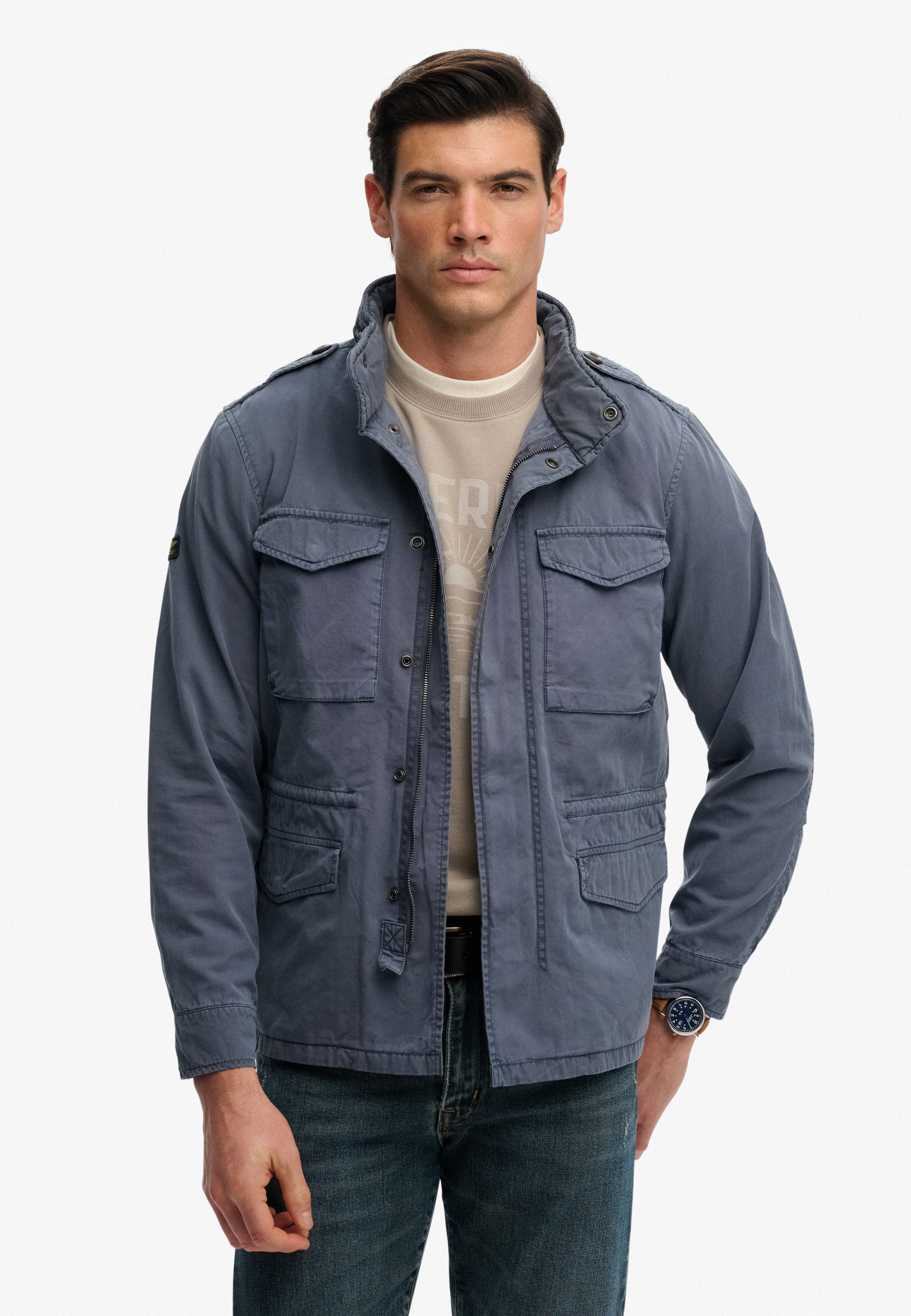 Superdry Parka COTTON M65 JACKET mit Markenlabel, aus Baumwolle, Regular Fit, in normaler Länge