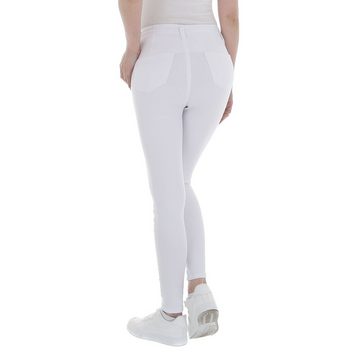 Ital-Design Skinny-fit-Jeans Damen Freizeit Strass Stretch High Waist Jeans in Weiß