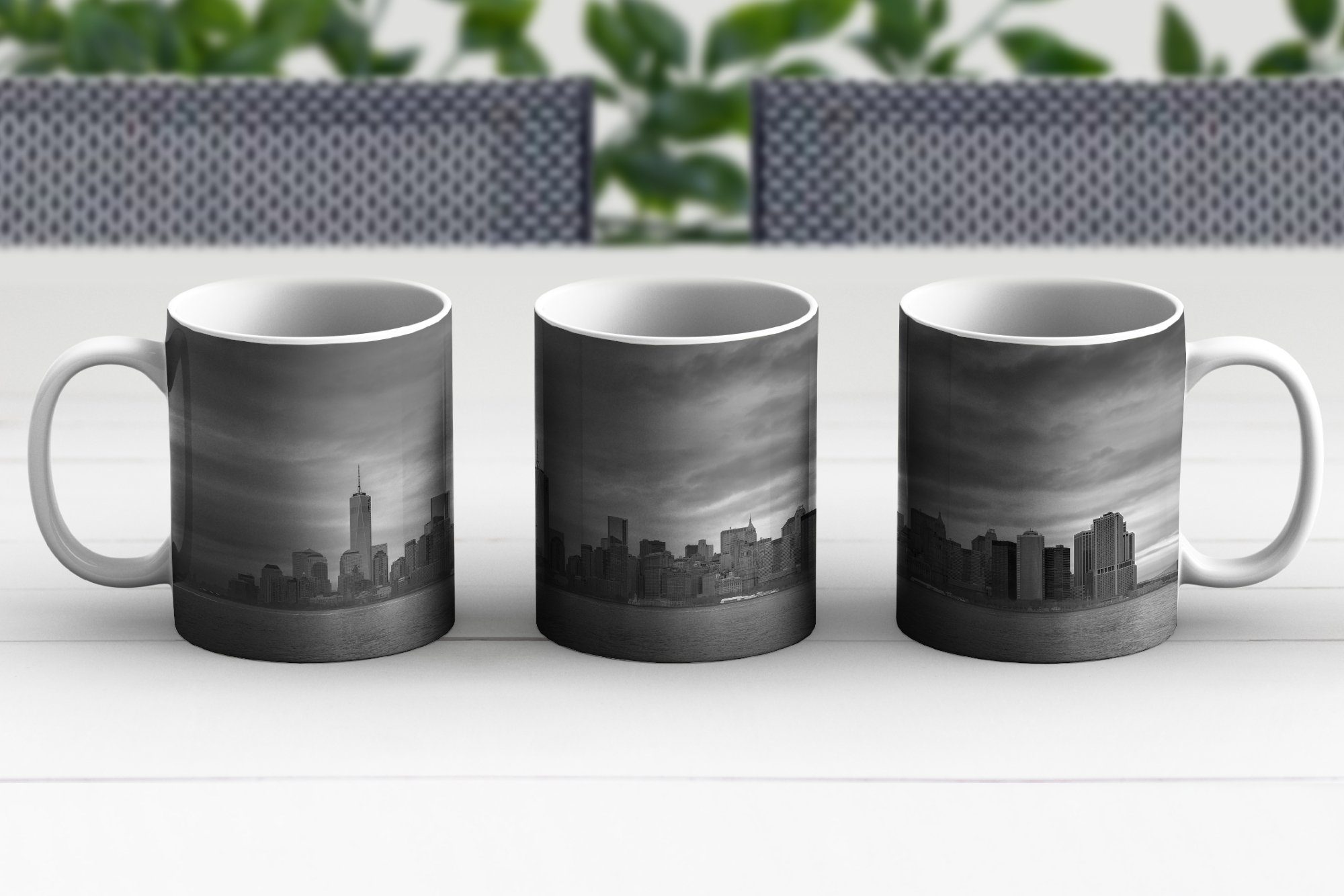Teetasse, Keramik, MuchoWow in und schwarz weiß, York Tasse Teetasse, New Becher, Geschenk Manhattan Kaffeetassen,