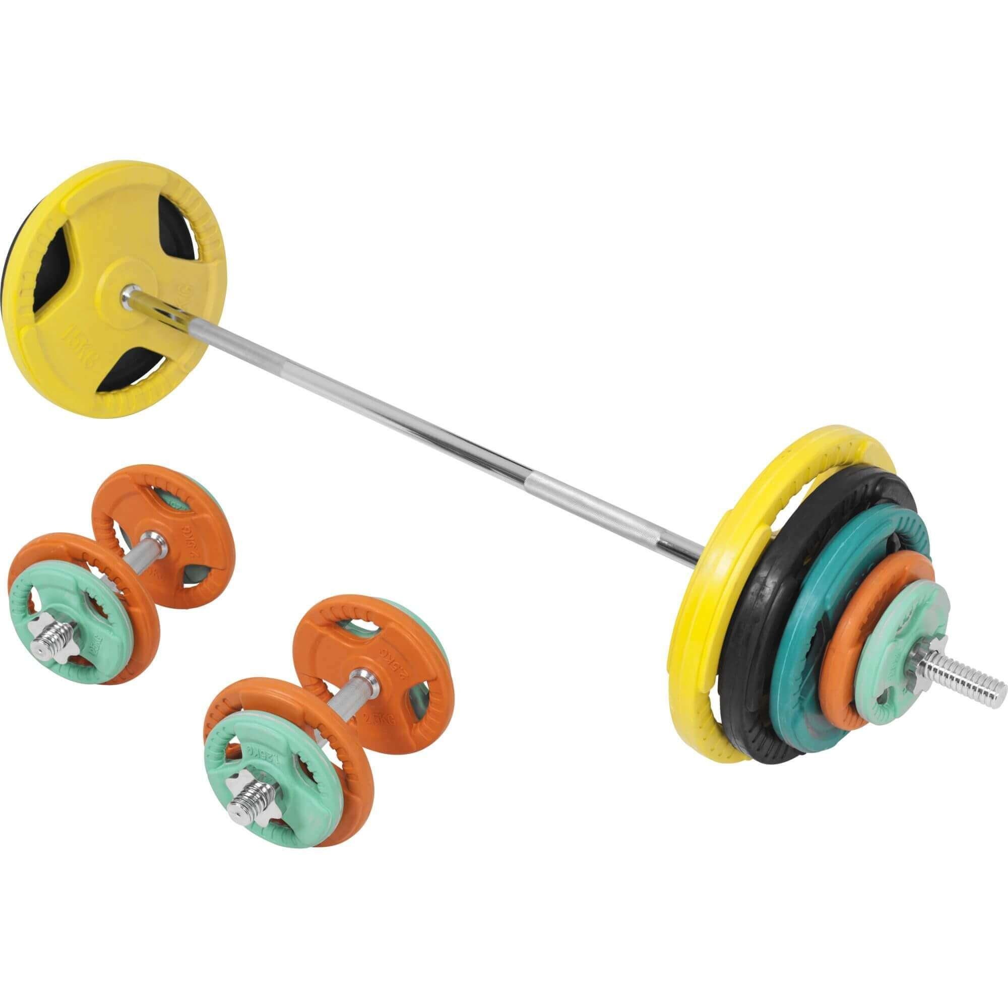 GORILLA SPORTS Hantel-Set Langhantelset Gummi Gripper 100 kg