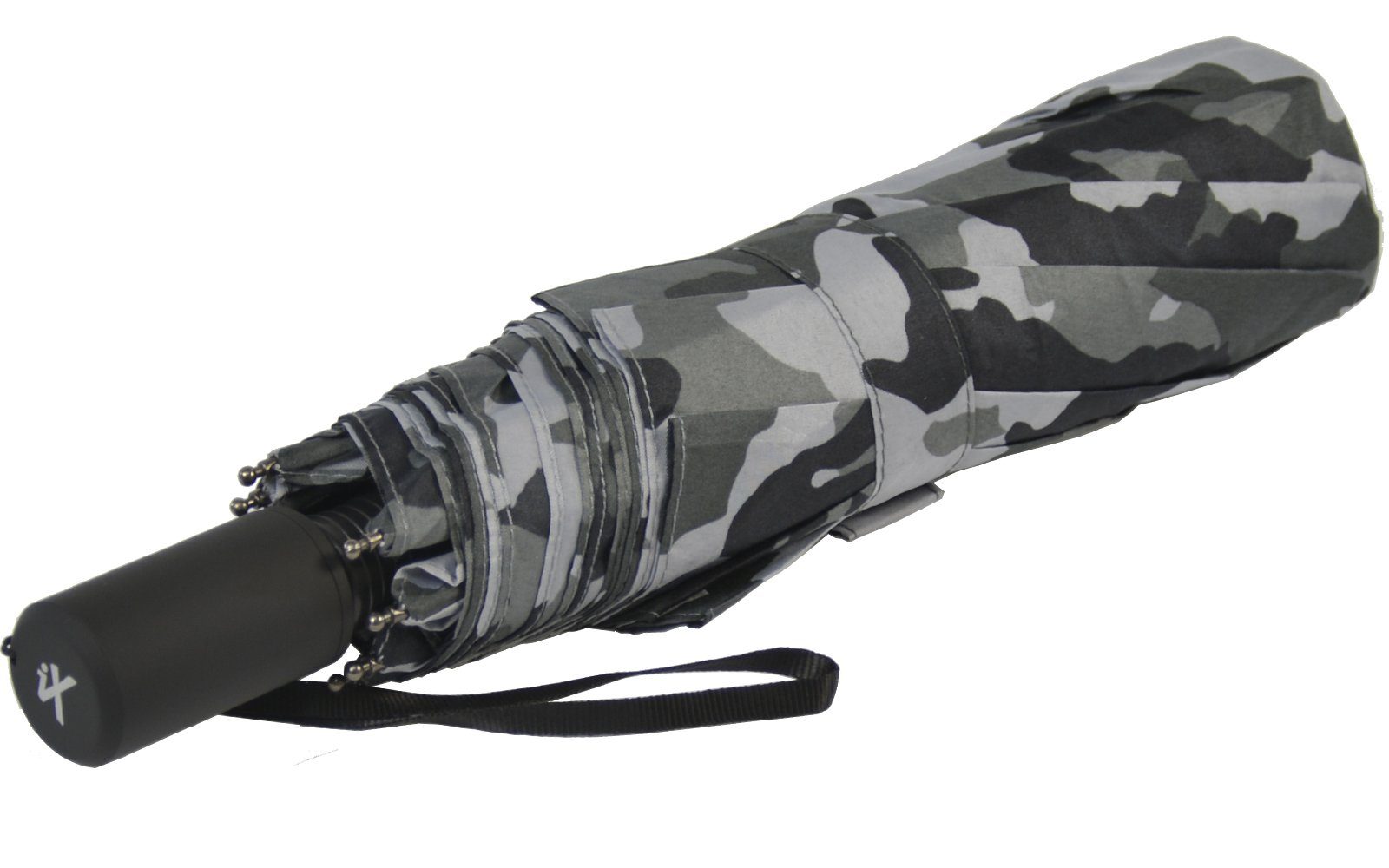 iX-brella Stockregenschirm XXL Trekking-Schirm mit farblich passender Umhängetasche - Camouflage, sehr-groß
