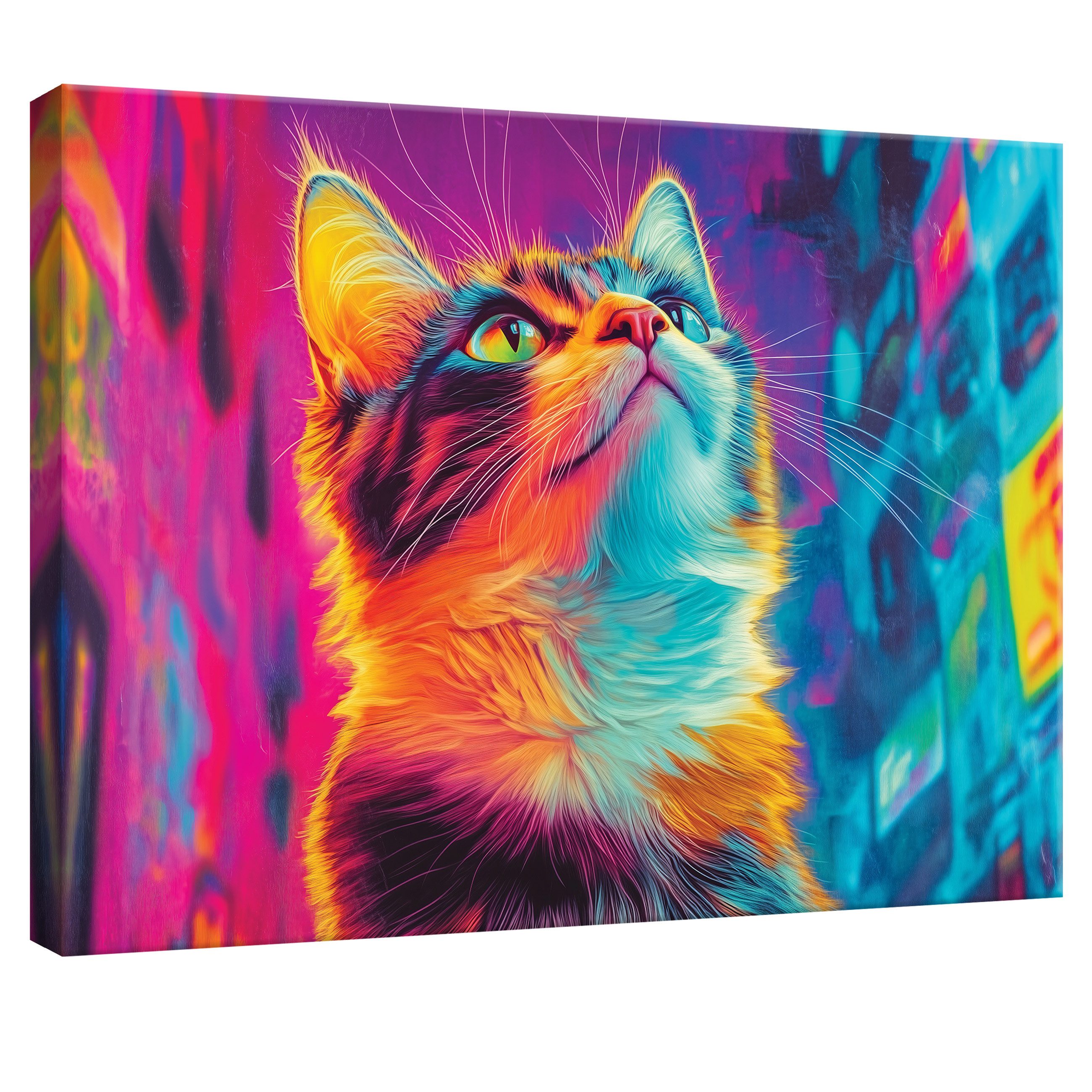 Leinwandbild Katze Pop Art Tier Abstrakt Wandbilder XXL Wand Deko Bilder Modern
