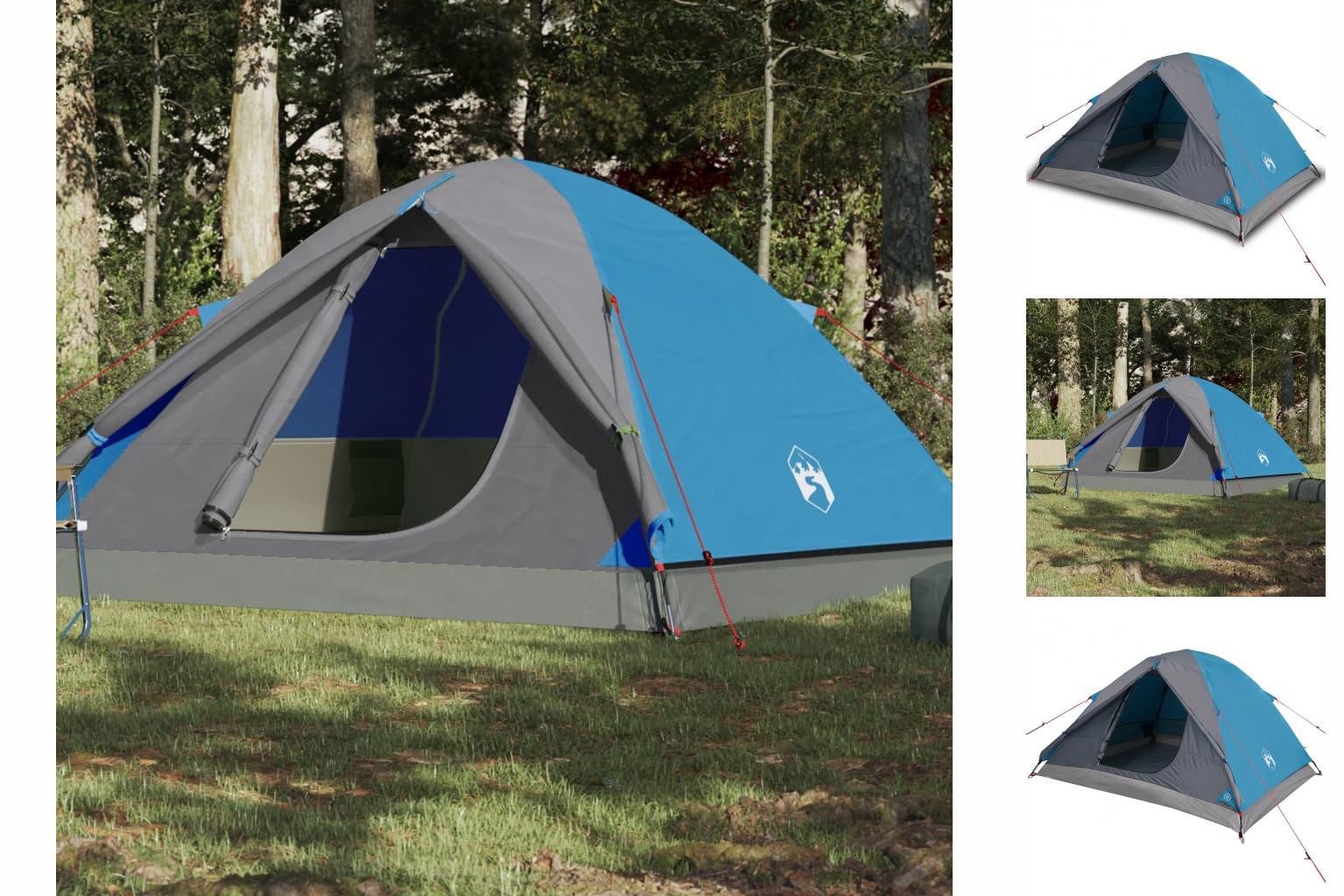 vidaXL Vorzelt Campingzelt 3 Personen Blau 240x217x120 cm 190T Taft